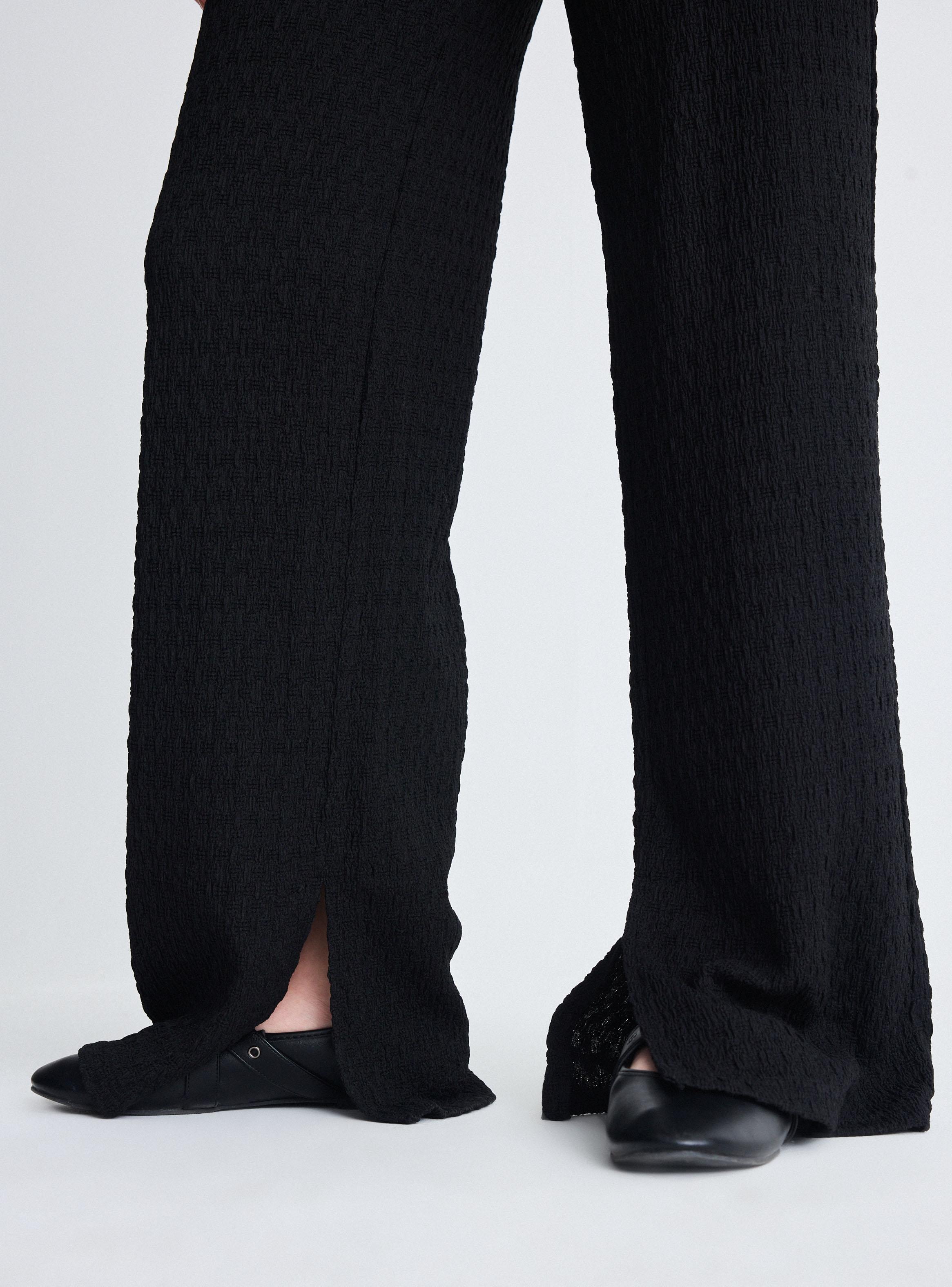 Pantalón Textura Acanalada Wide Leg Tiro Alto-3