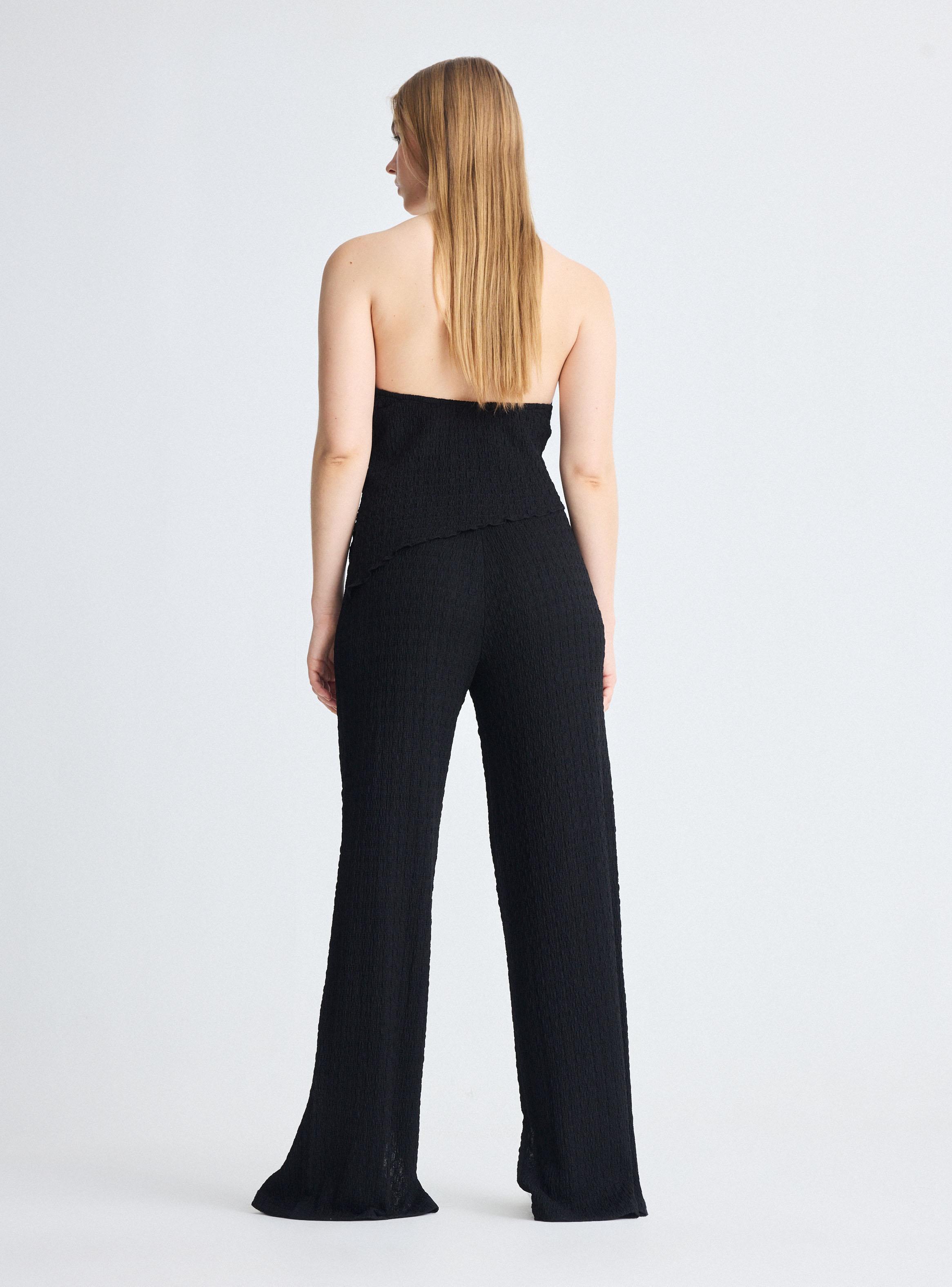 Pantalón Textura Acanalada Wide Leg Tiro Alto-5