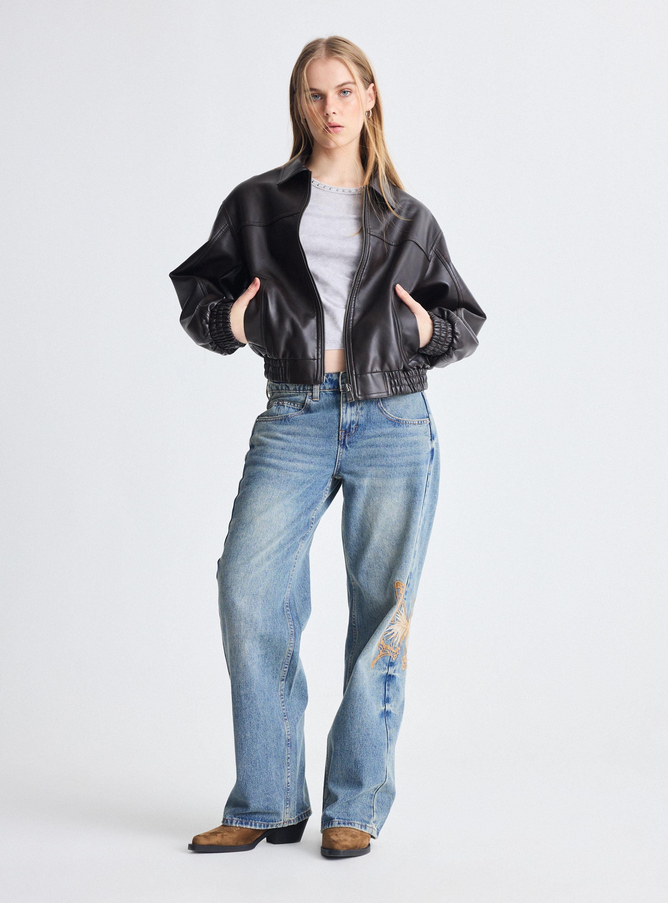 Chaqueta Efecto Cuero-4