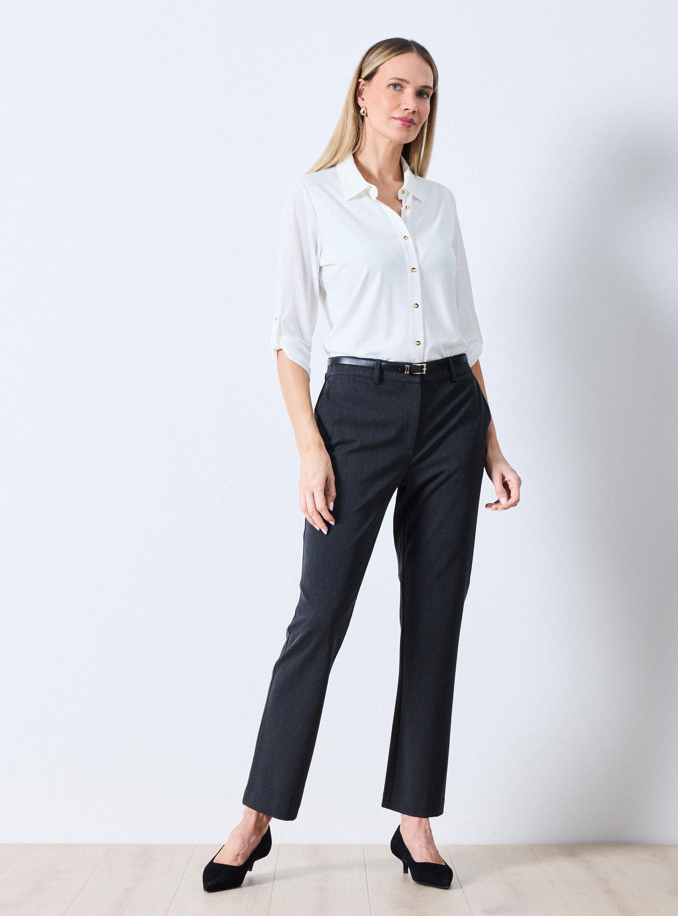 Pantalón de Vestir Stretch con Cinturón-4