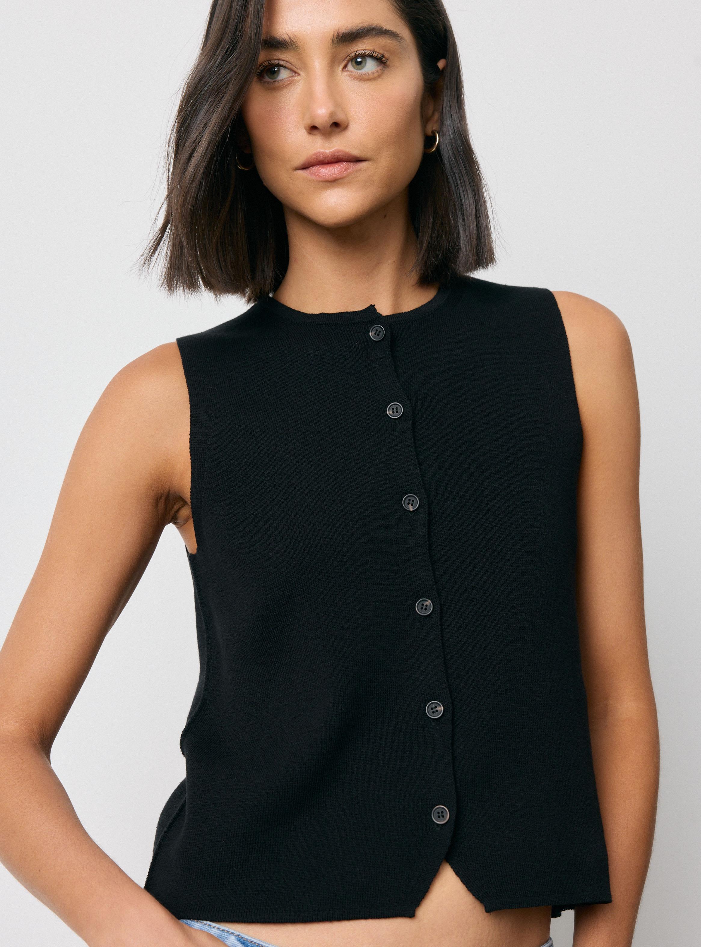 Sweater Vest Abotonado en Algodón Tejido-2