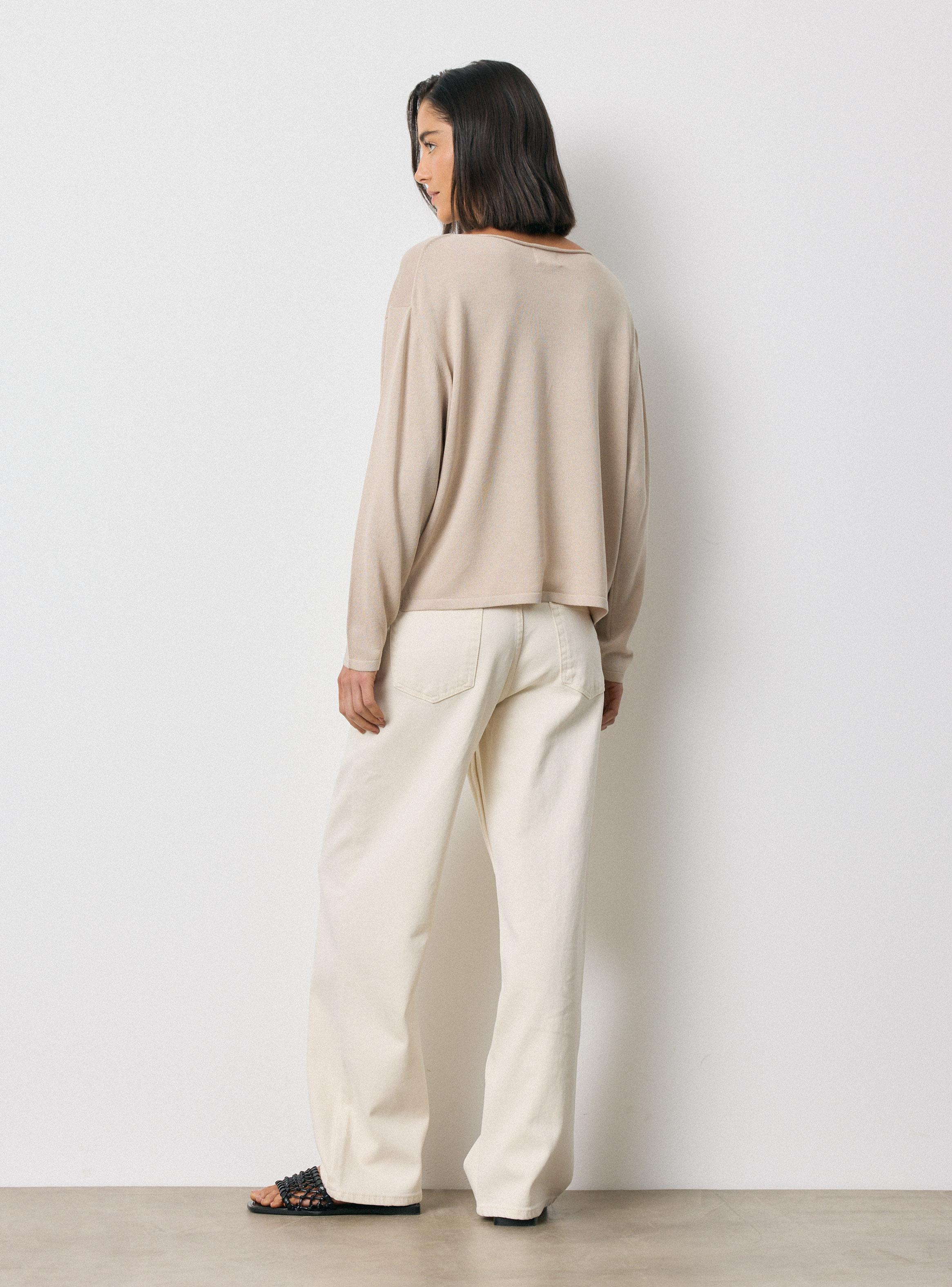 Sweater Fino Calce Fluido Hombro Caído Contiene Lino-5