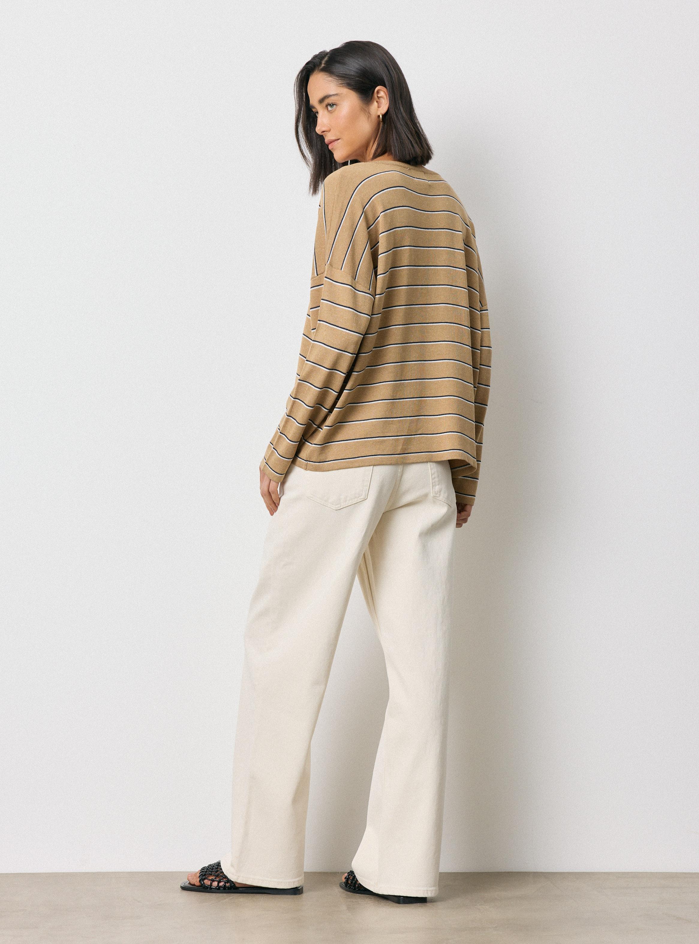 Sweater Fino Calce Relajado Hombro Caído Contiene Lino-5