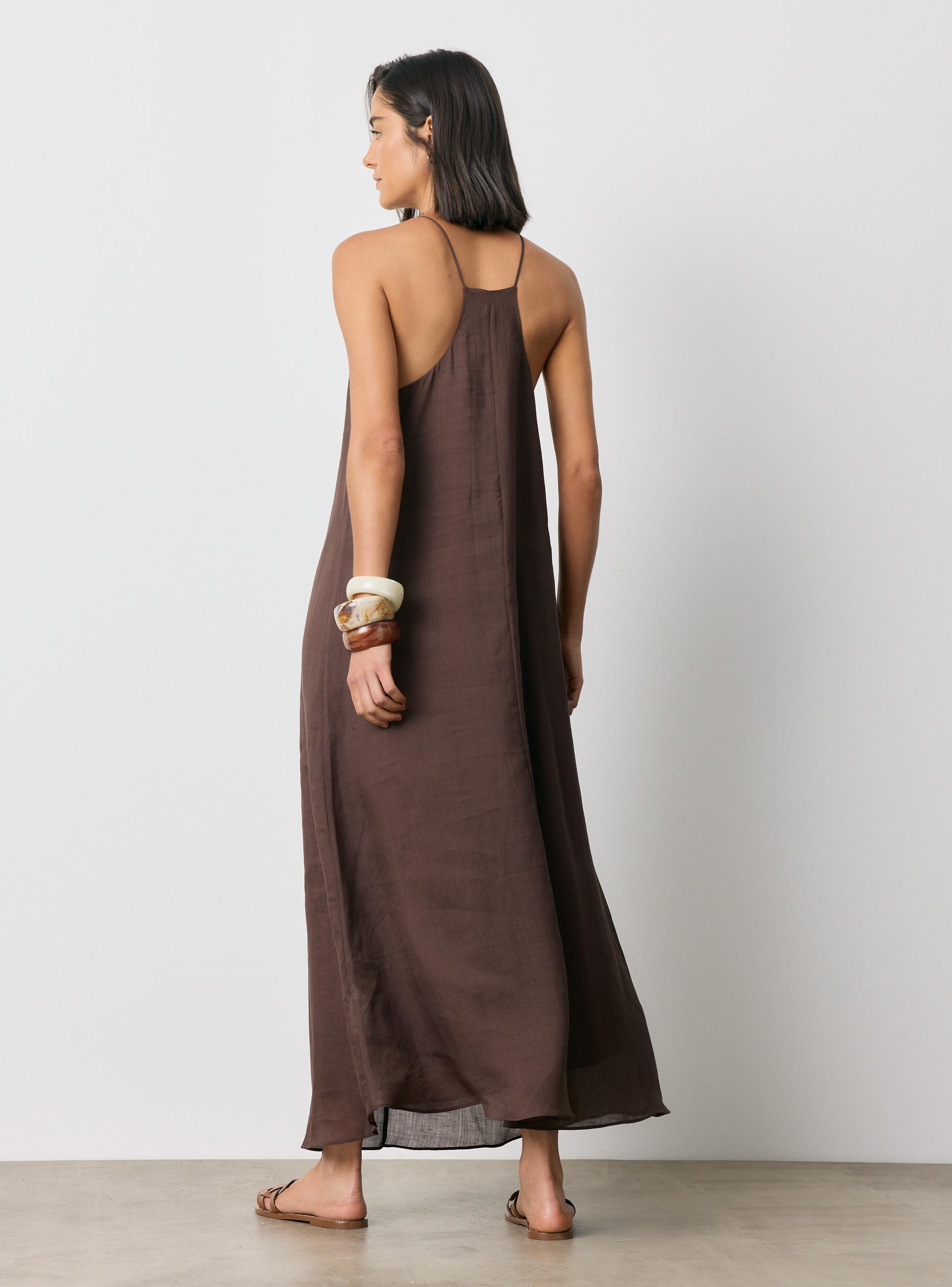 Vestido con Pliegues en Cuello Mezcla Lyocell y Ramio-5