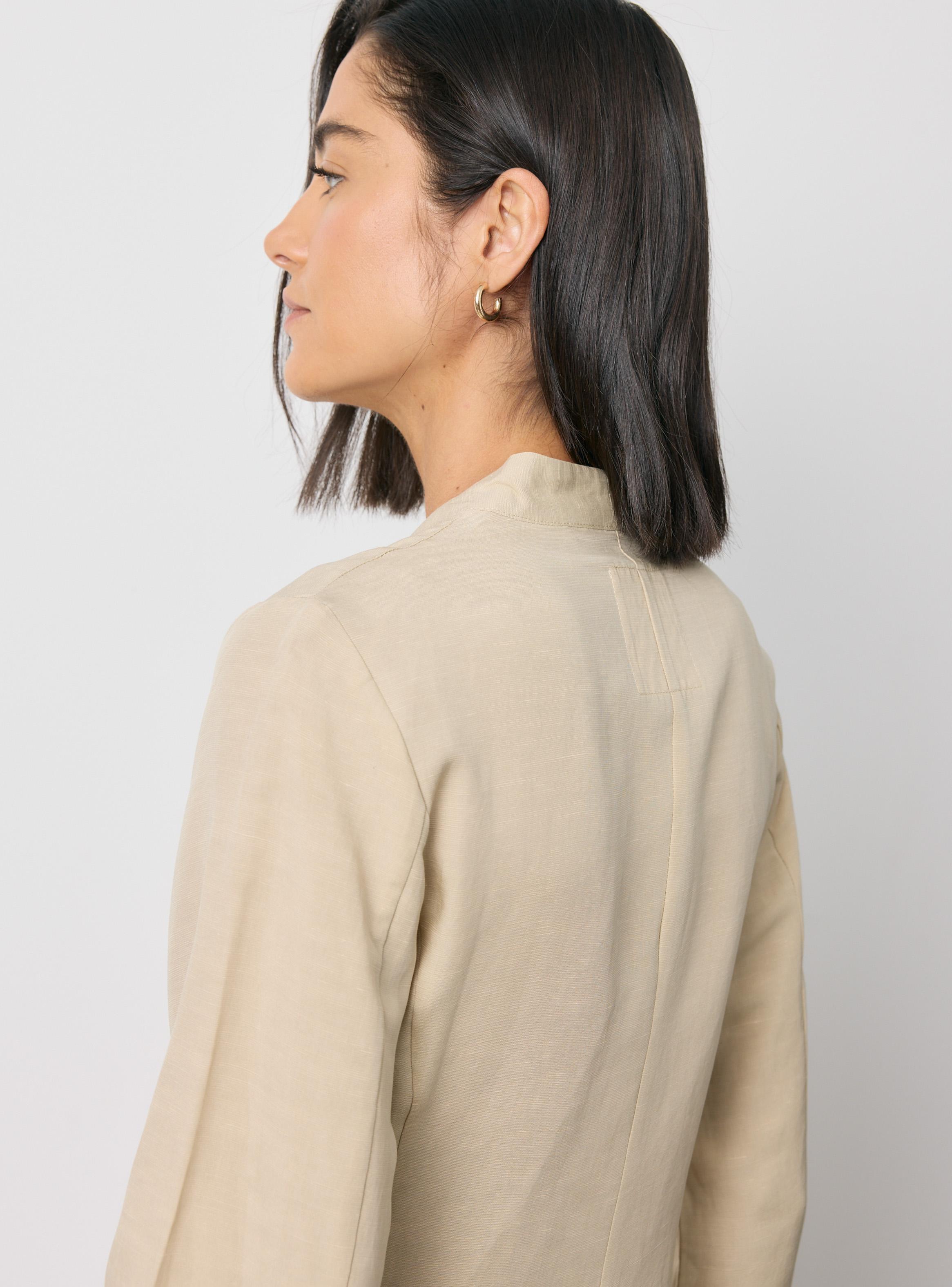 Blazer con Amarra en la Cintura Tela Mezcla Lyocell Lino-3