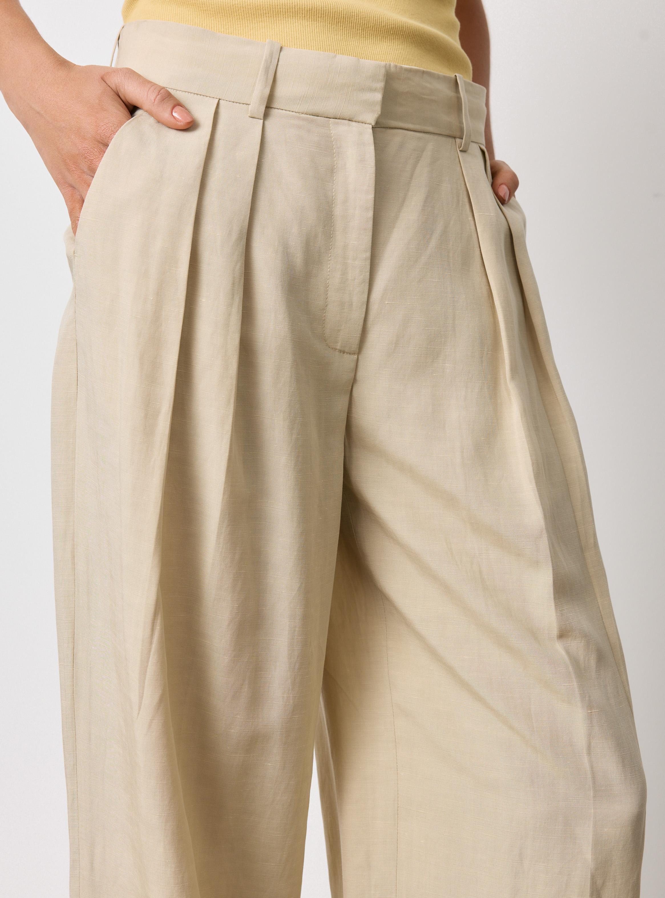 Pantalón Mezcla Lyocell Lino con Pinza Frontal-2