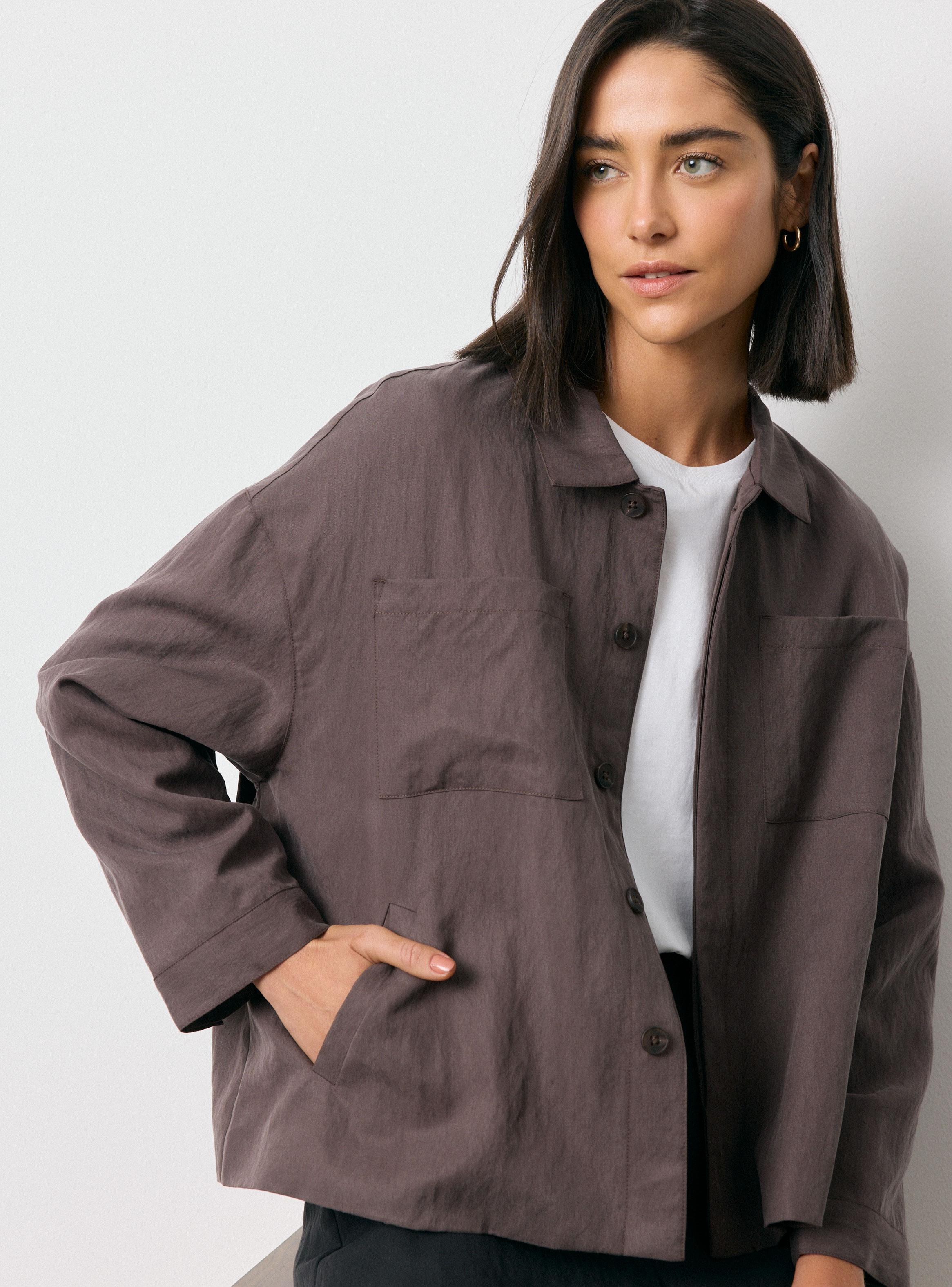 Chaqueta con Botones Ocultos Mezcla Lyocell Poliamida-2