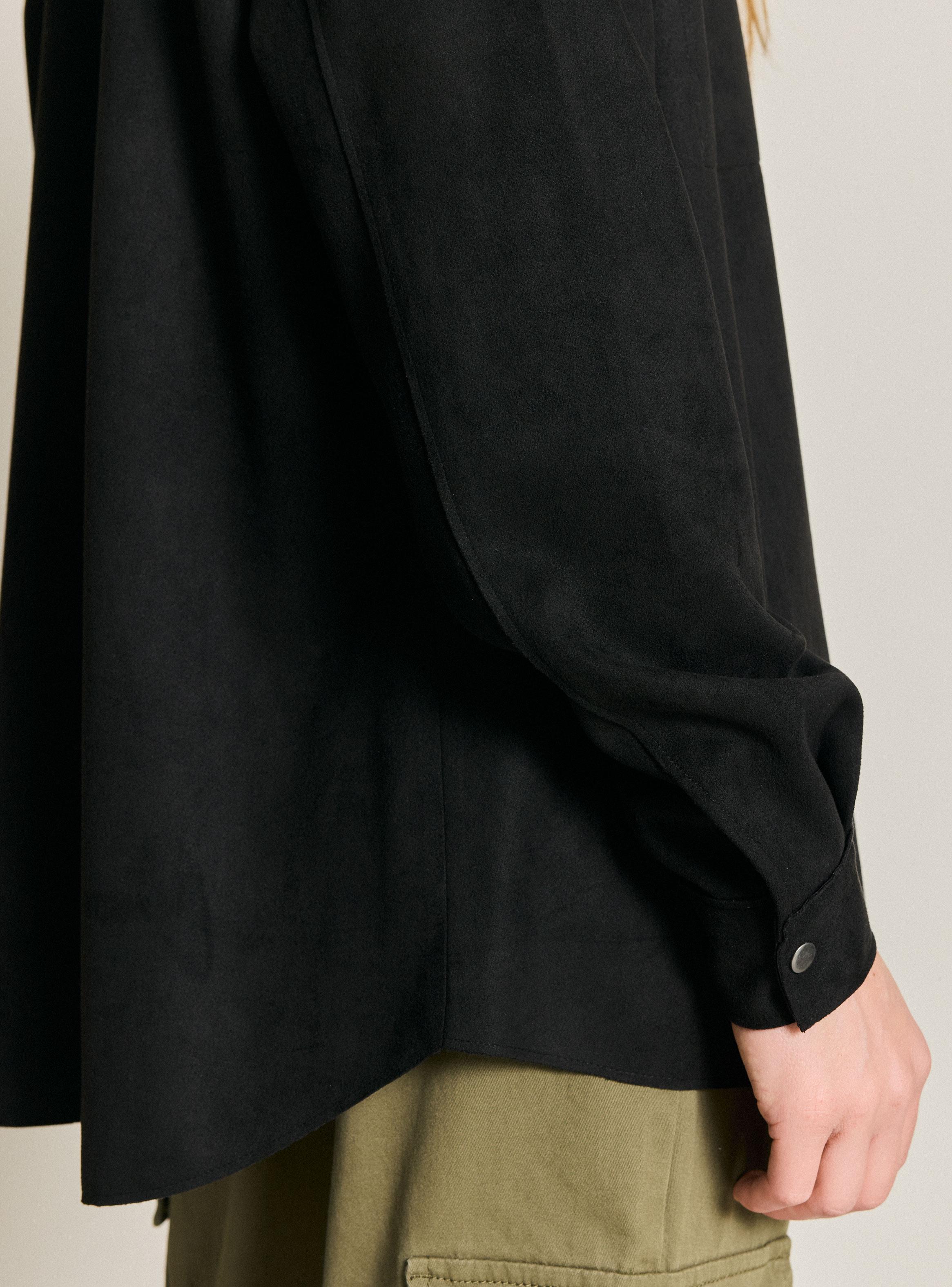 Chaqueta Estilo Camisa Larga Sólida-3