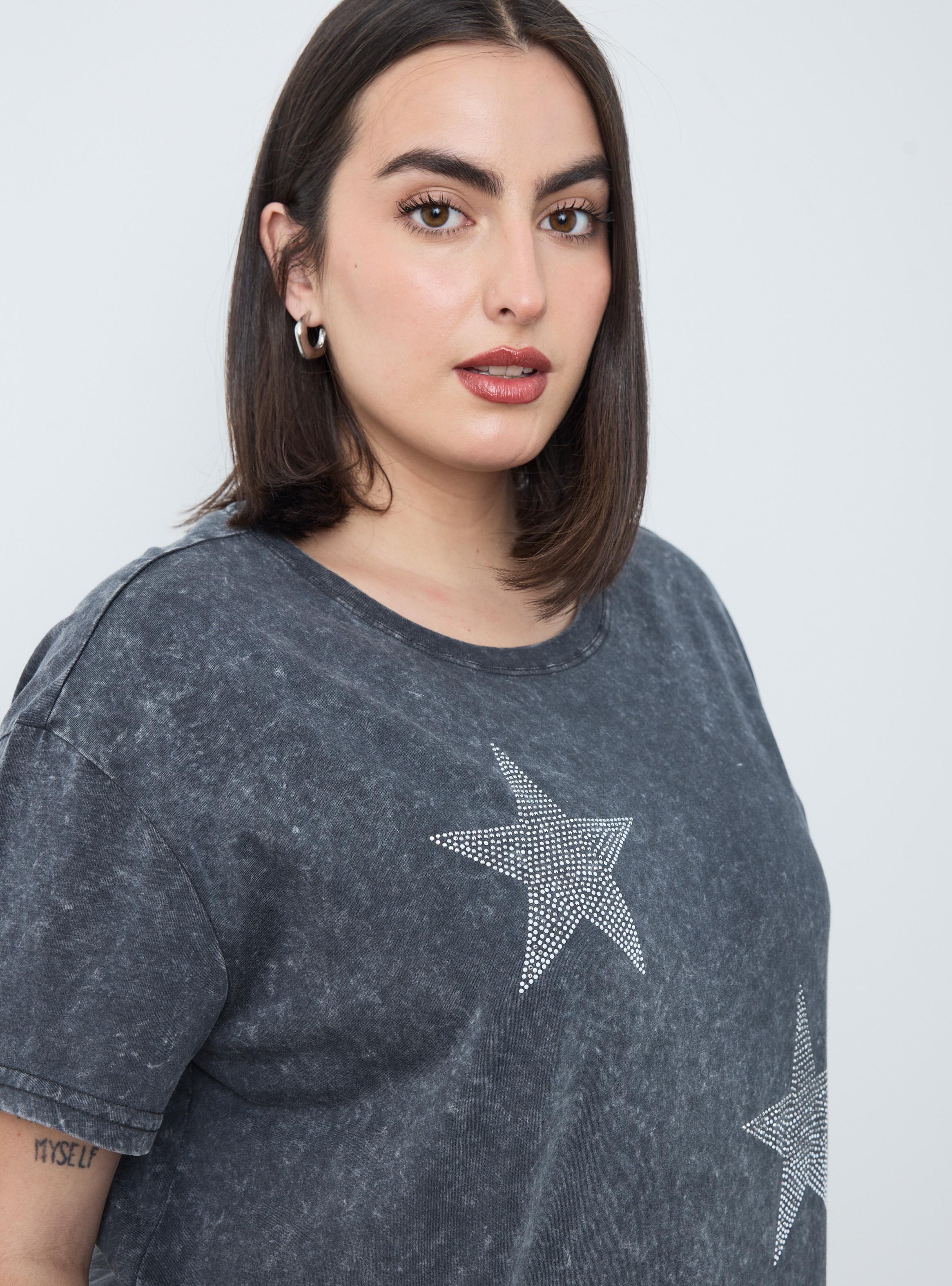 Polera Lavada con Estampado Brillos-2