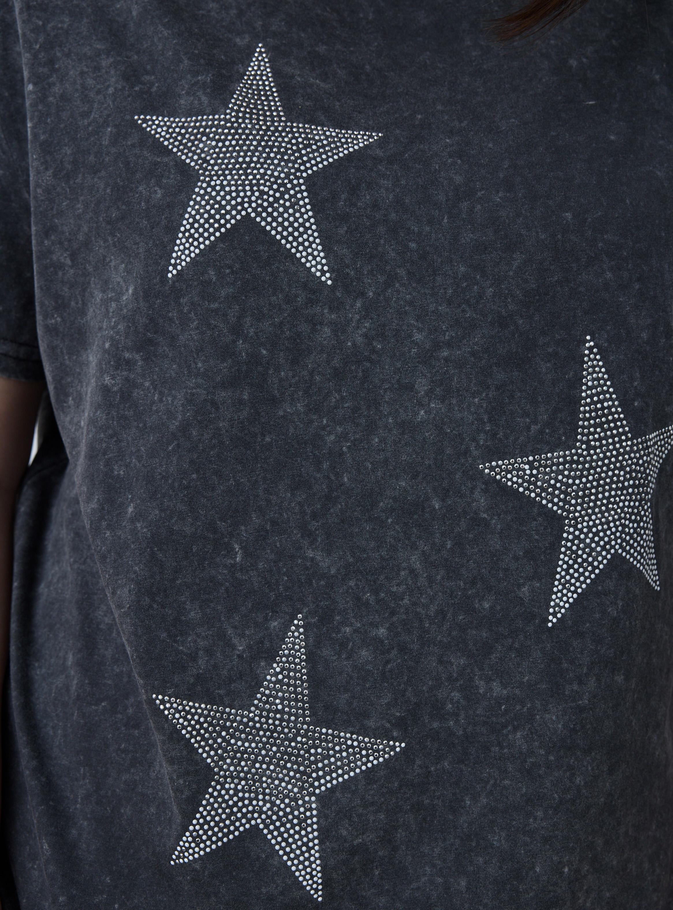 Polera Lavada con Estampado Brillos-3