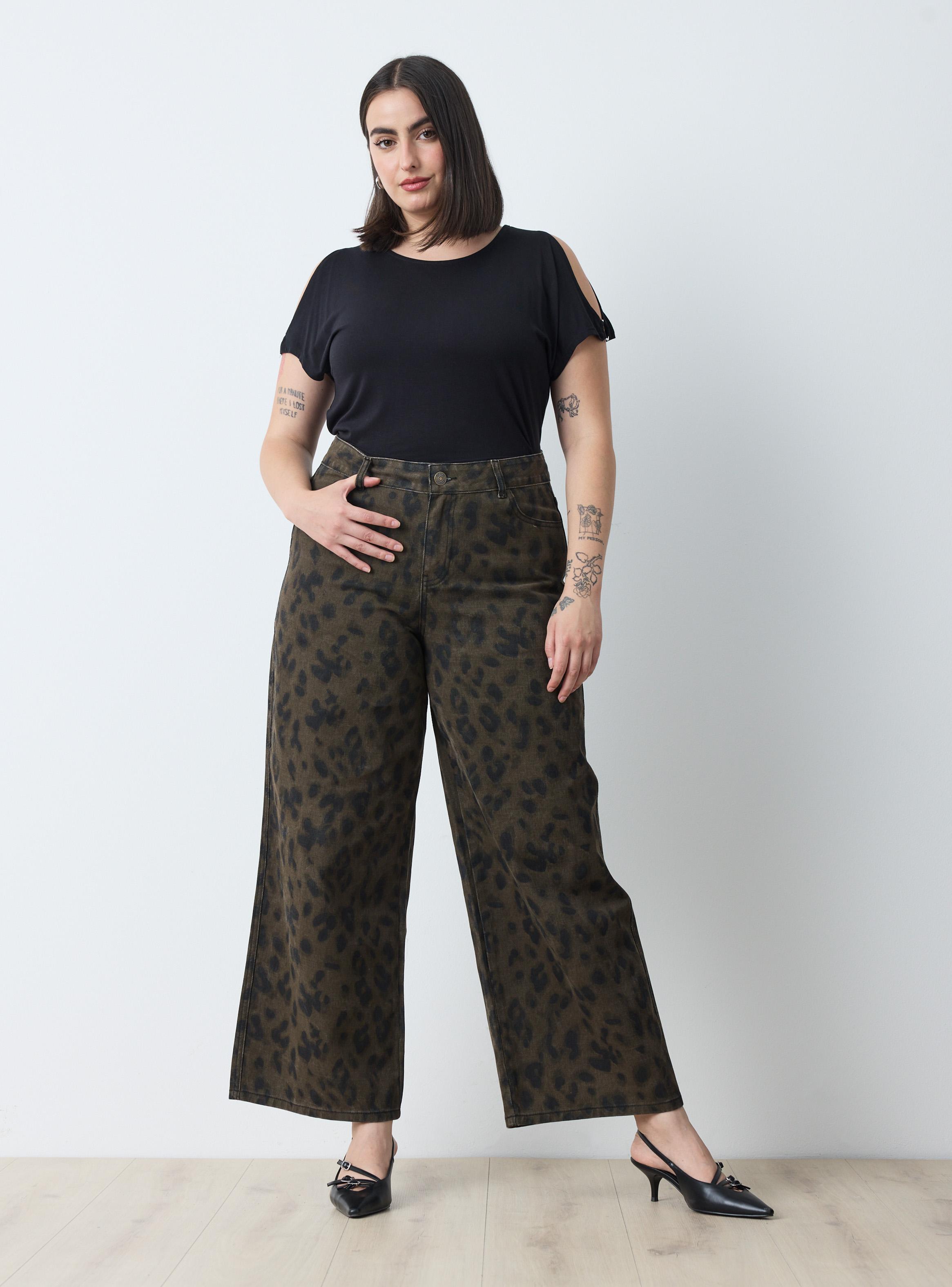 Jeans Estampado Wide Leg Corte Relajado Curvy-4