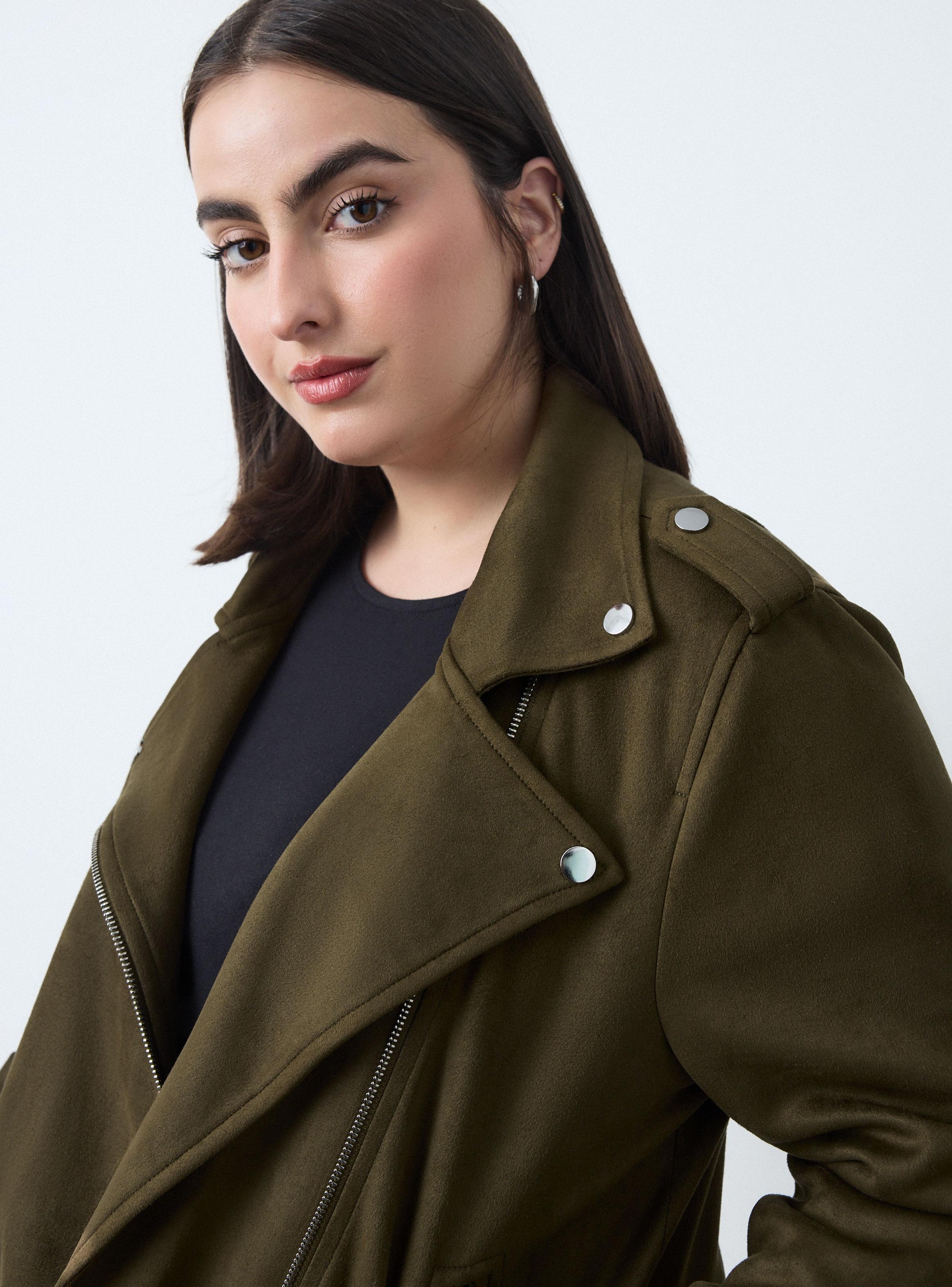 Chaqueta Biker Efecto Gamuza-2