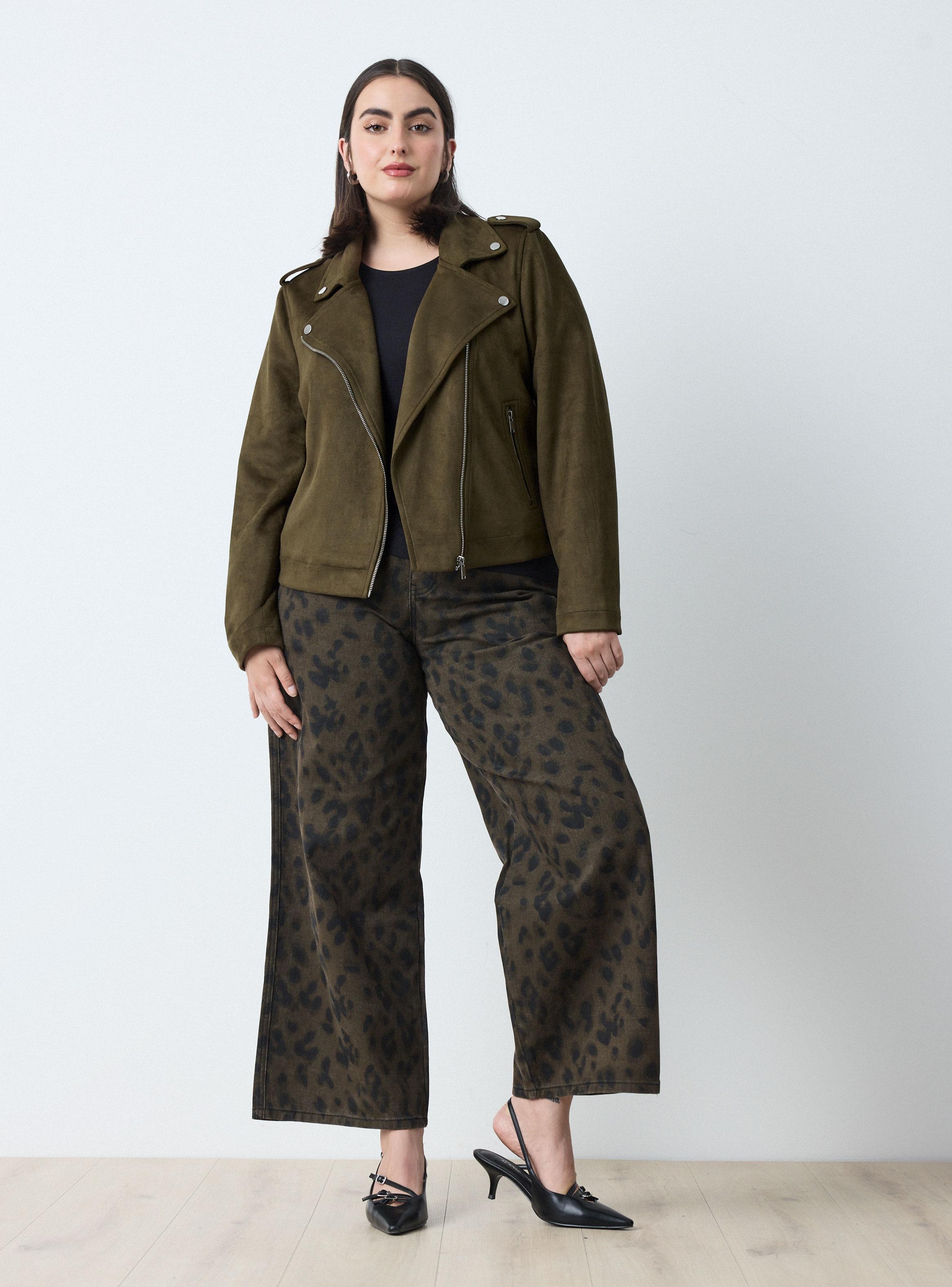 Chaqueta Biker Efecto Gamuza-4