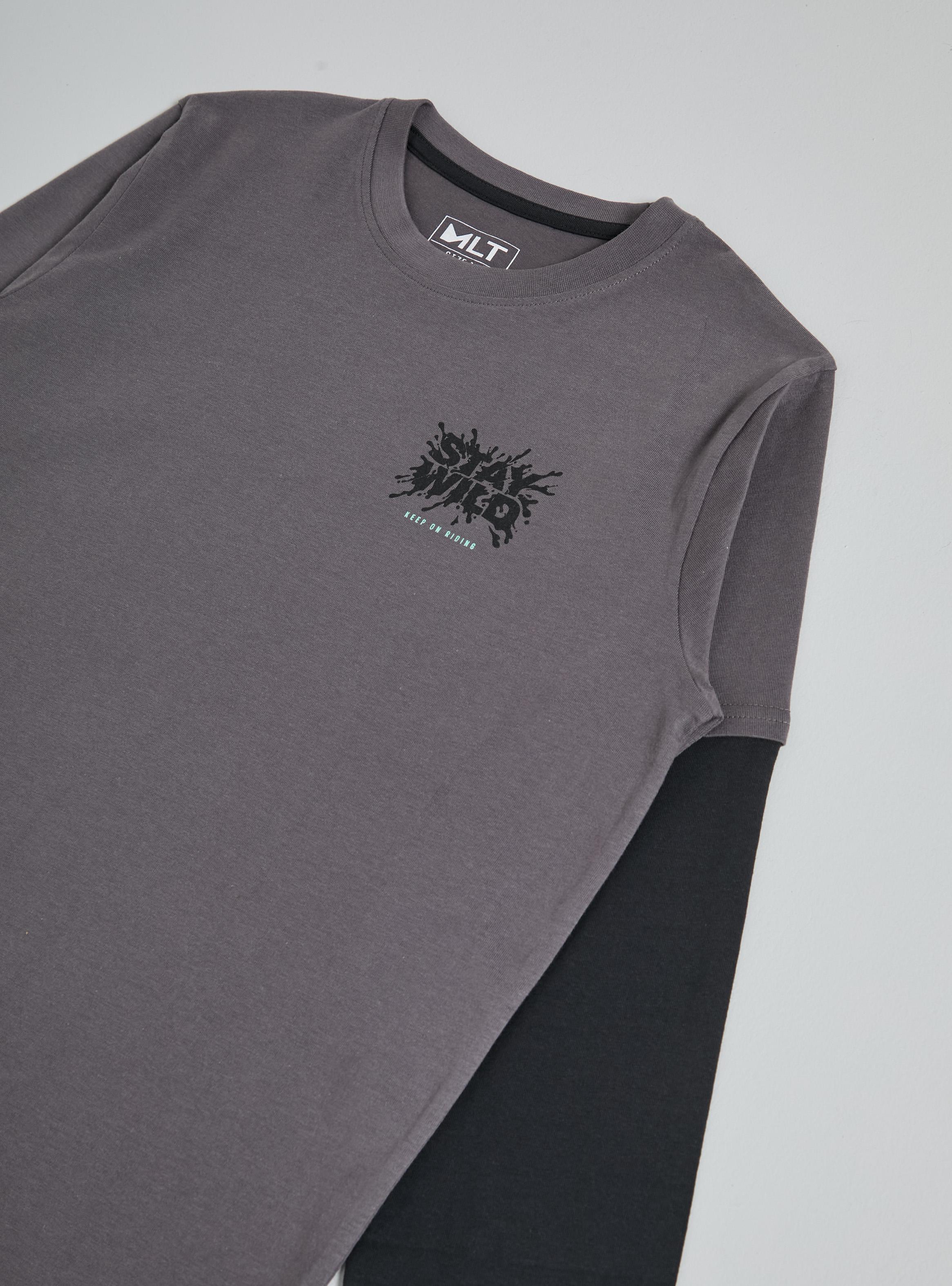 Polera Doble Manga Color con Estampado Frontal-3