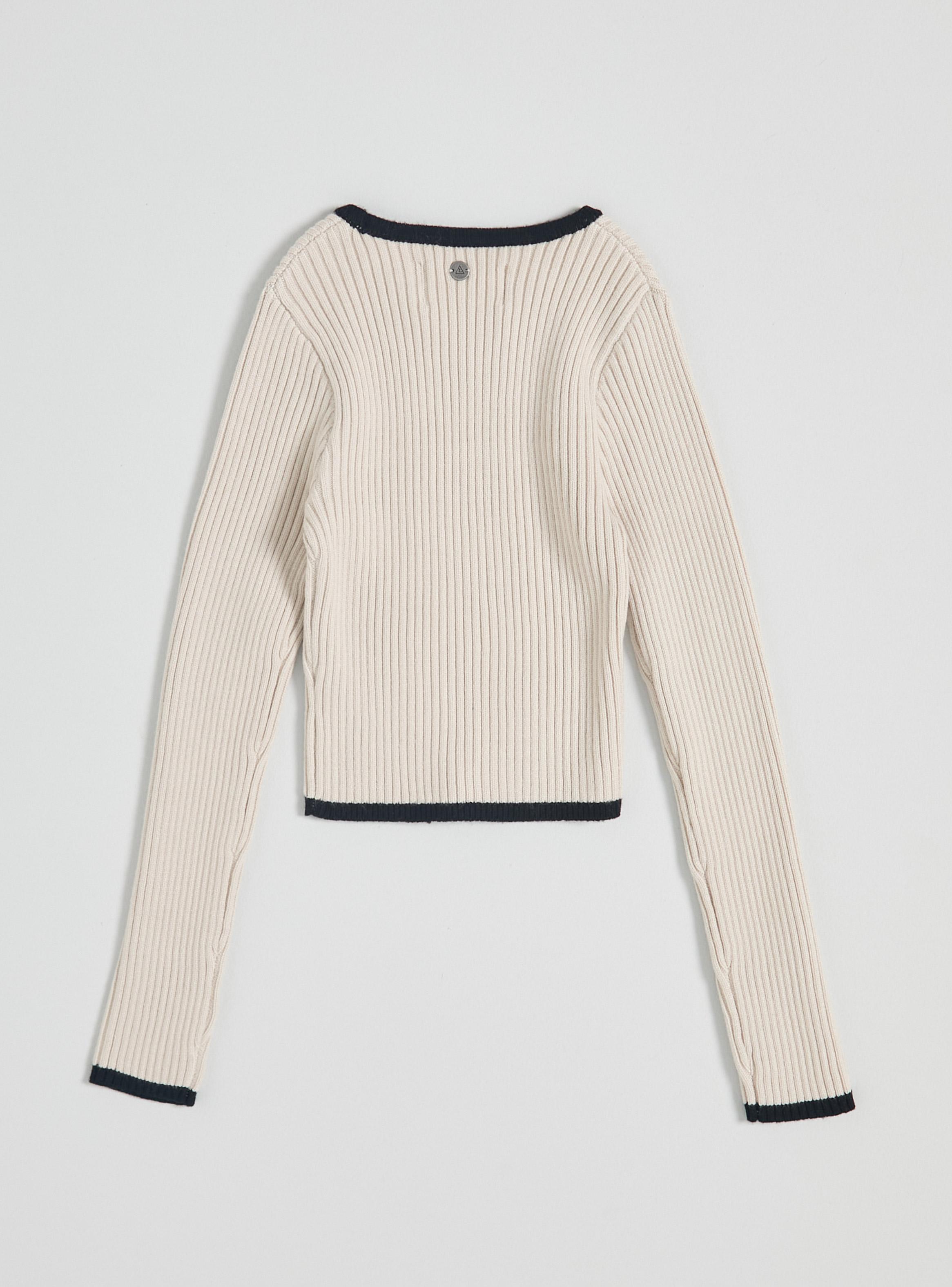 Polera Tejida con Detalles en Contraste-2