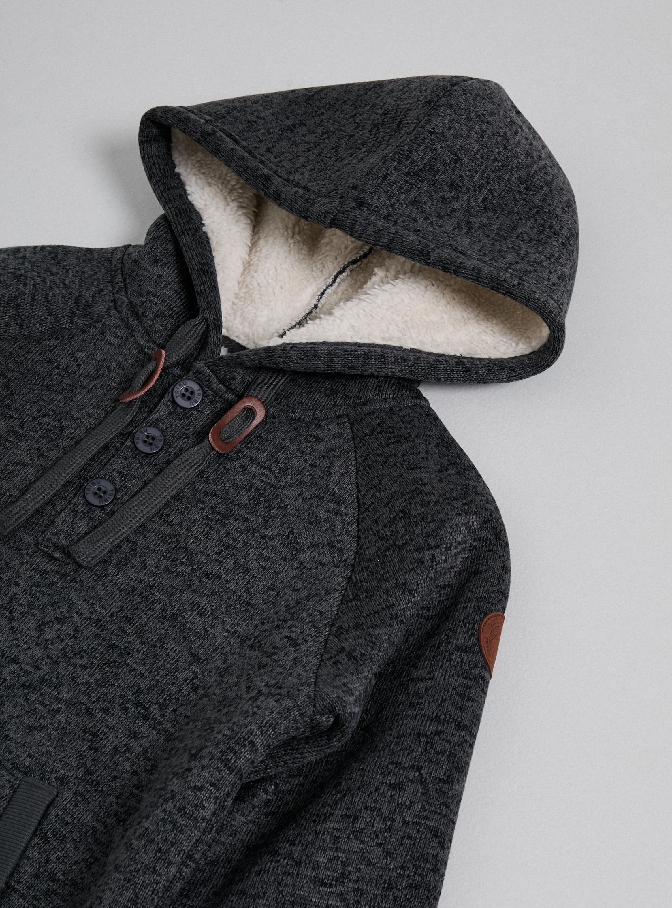 Polerón Tipo Tejido con Gorro Forrado Sherpa-3