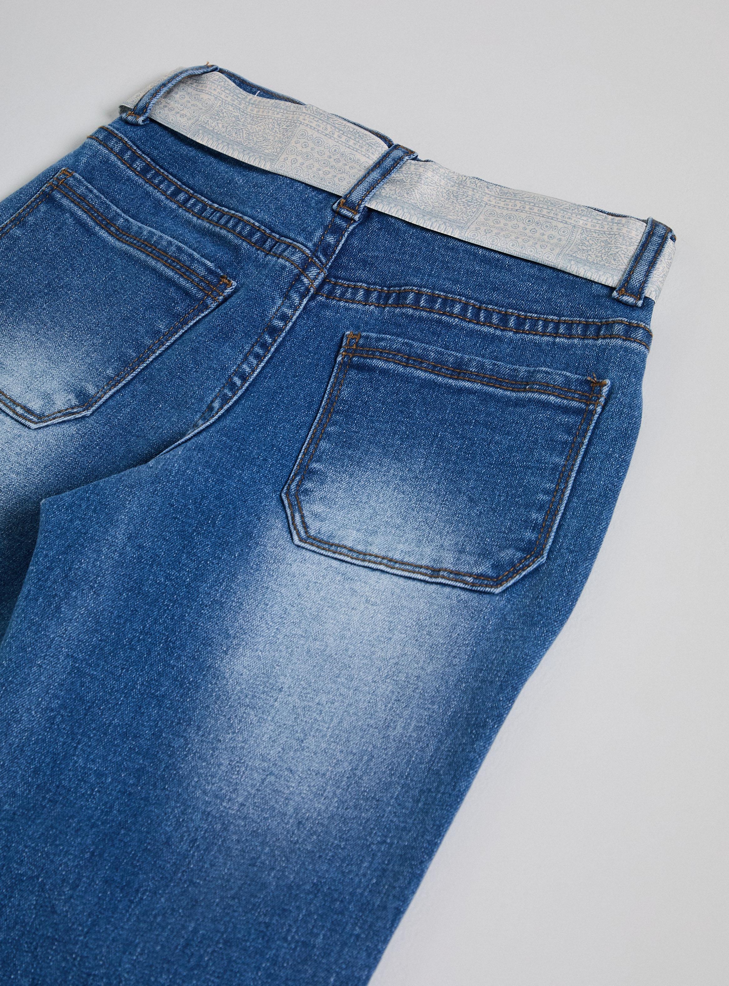 Jeans Flare Desflecado con Cinturón de Pañuelo-2