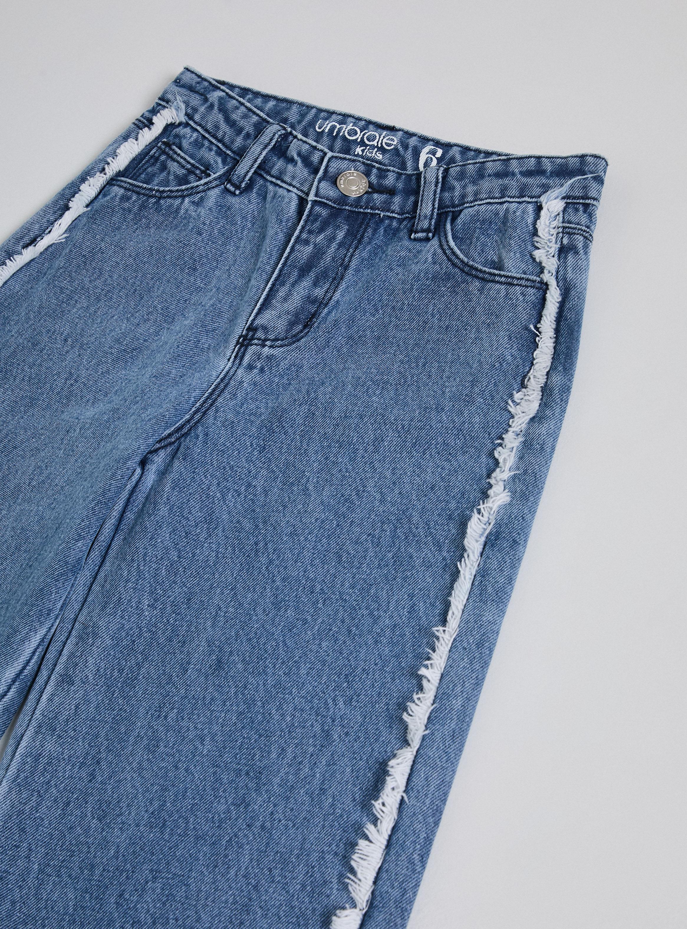 Jeans Wide Leg con Desflecado en los Costados-3