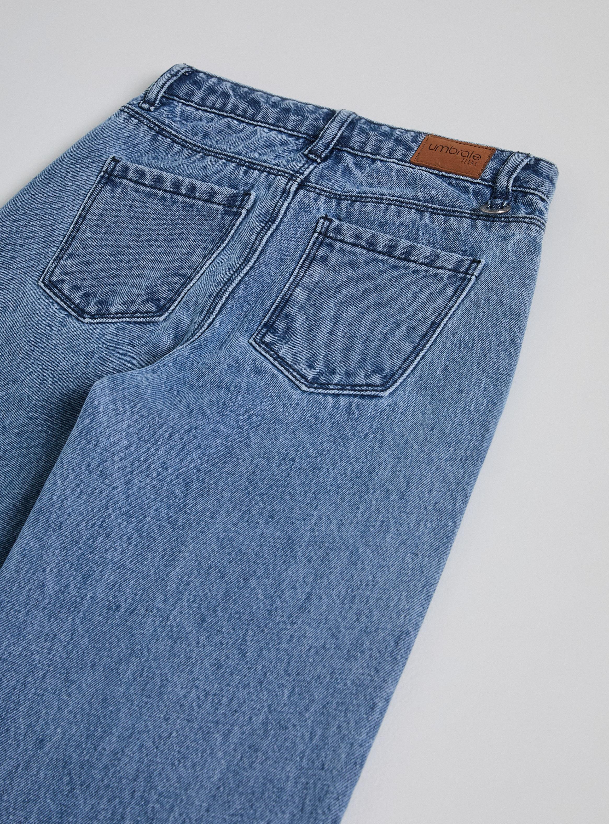 Jeans Wide Leg con Desflecado en los Costados-2