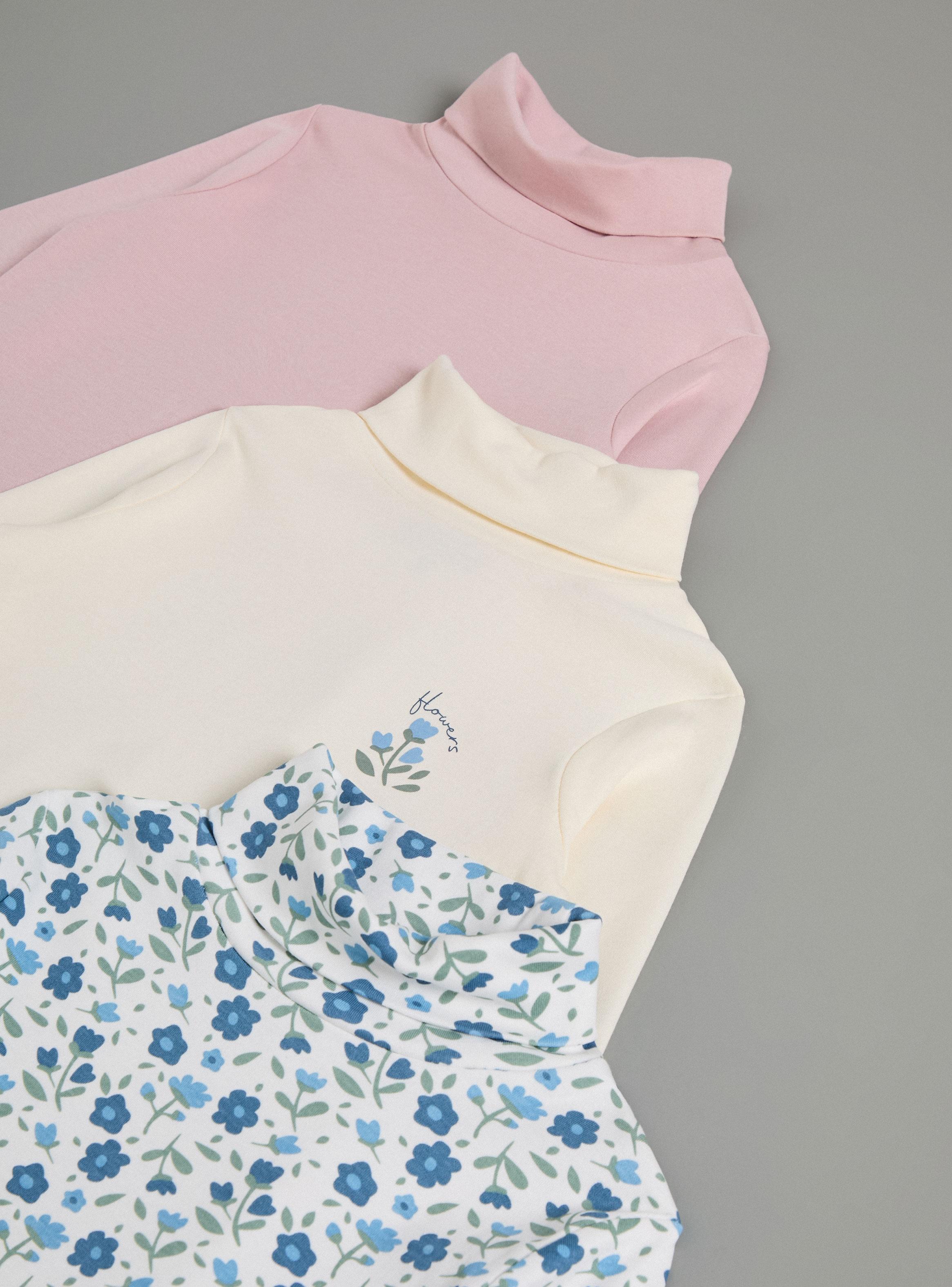 Polera Beatle Tripack Lisa y Estampado Floral-2