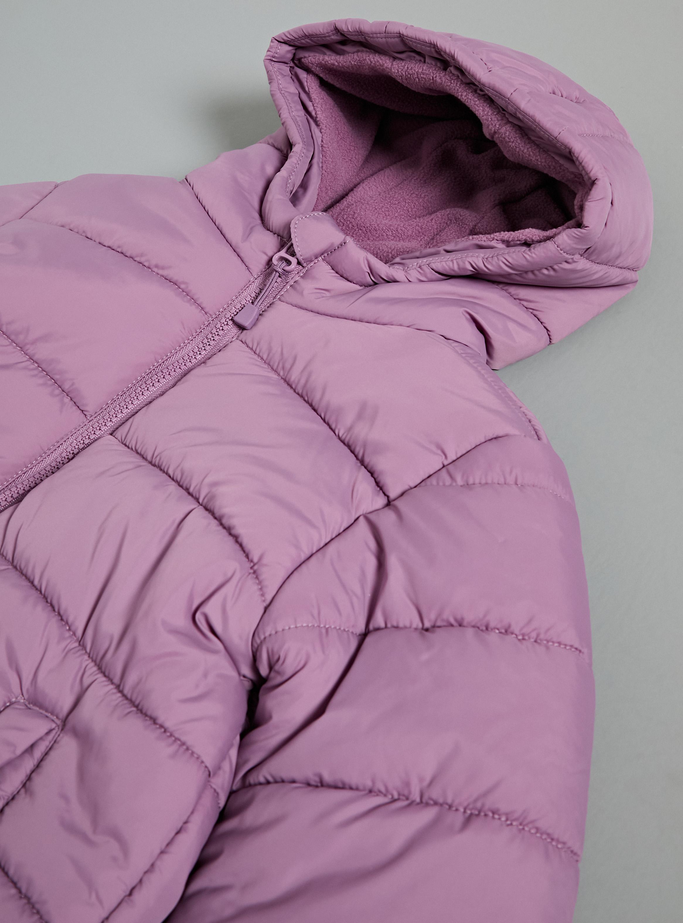 Parka Puffa con Capucha Color Sólido-2