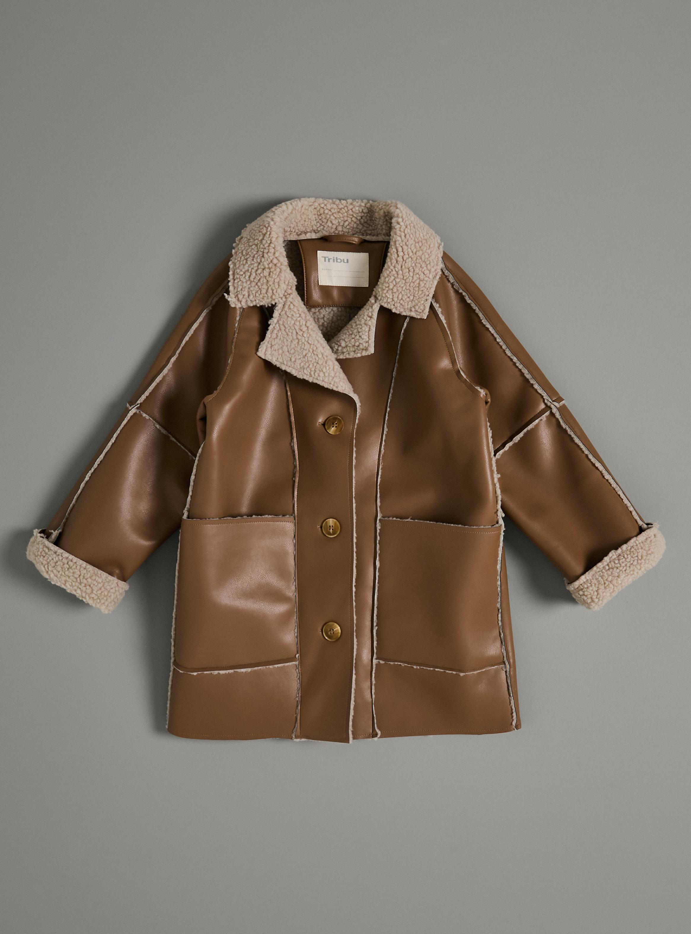 Chaqueta Tipo Gamulán Símil Cuero Forrado-1