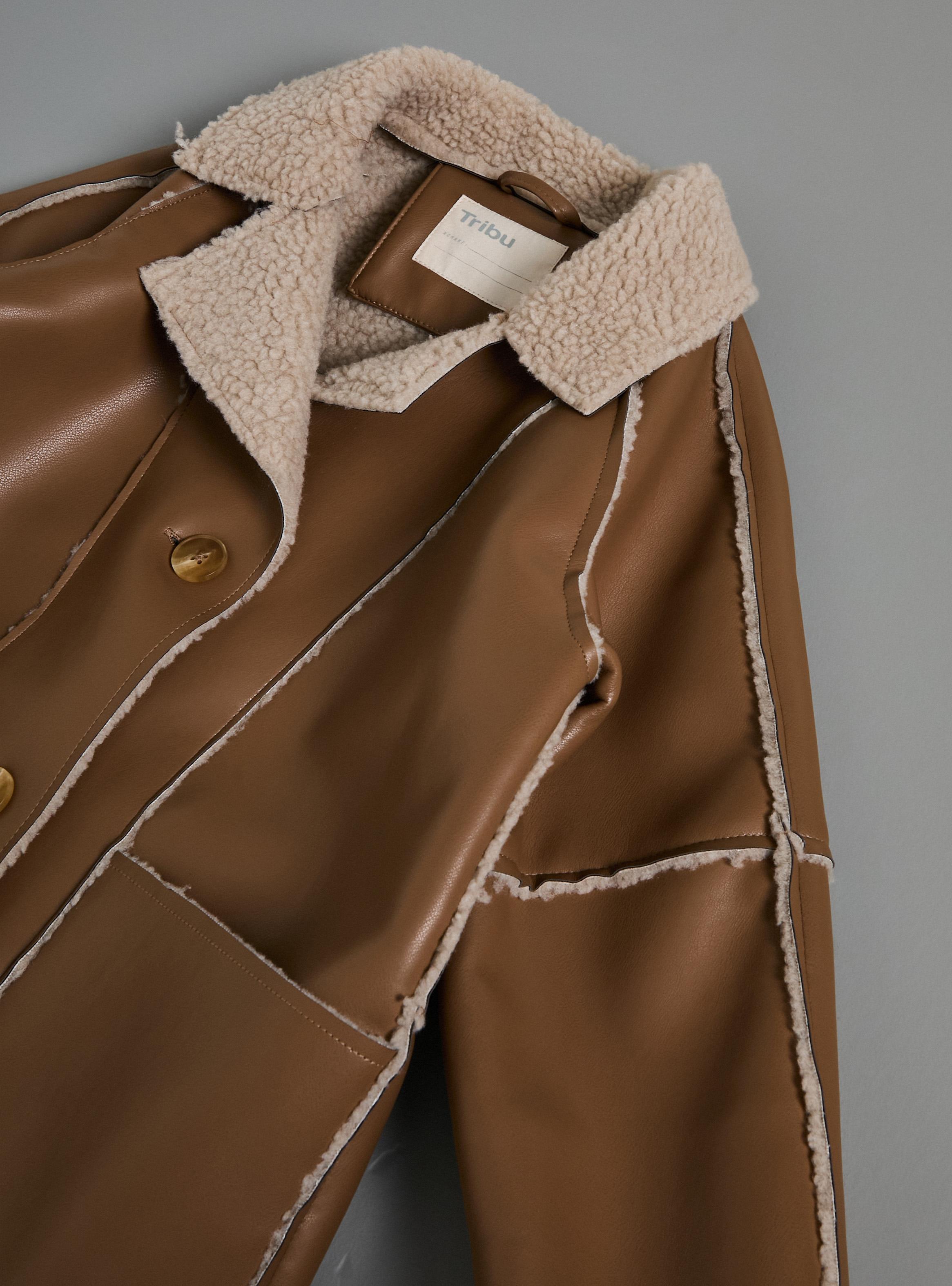 Chaqueta Tipo Gamulán Símil Cuero Forrado-3