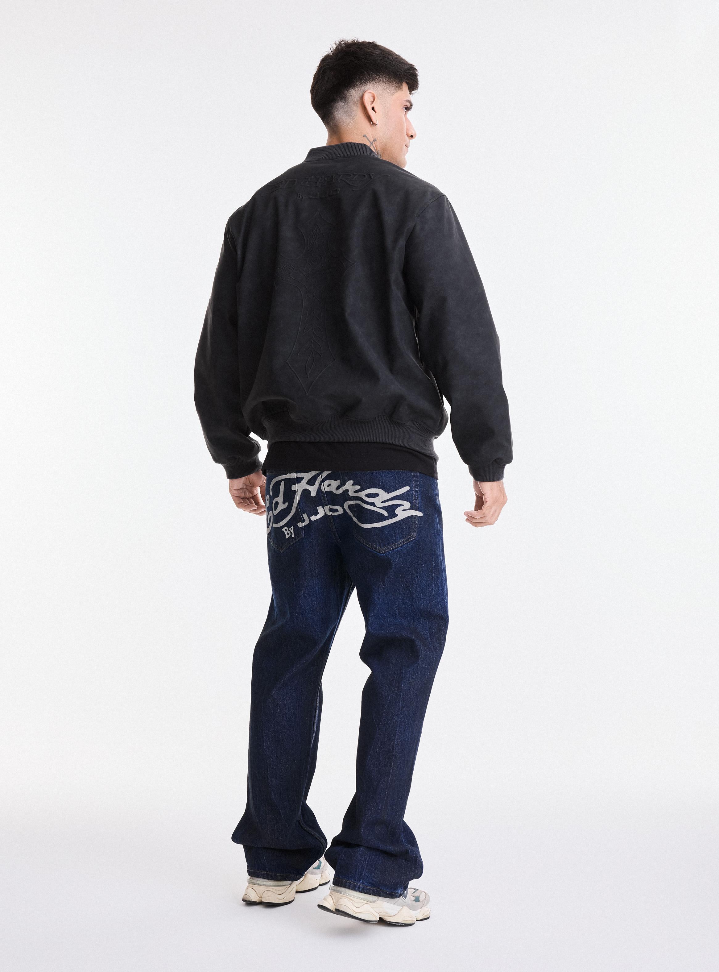 Chaqueta Bomber Cuero Sintético Manchado-5