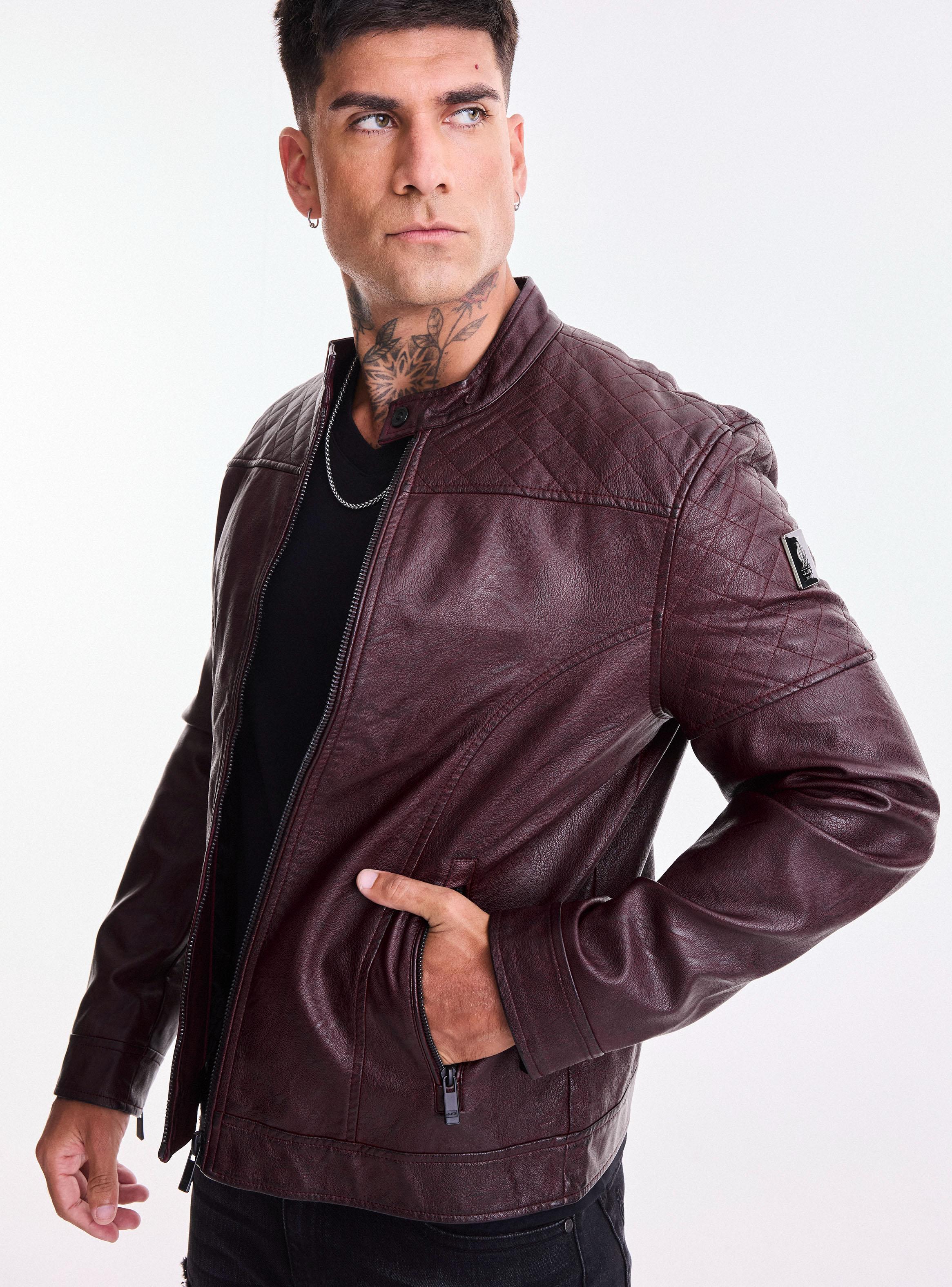 Chaqueta Ecocuero Biker Detalles en Hombros-2