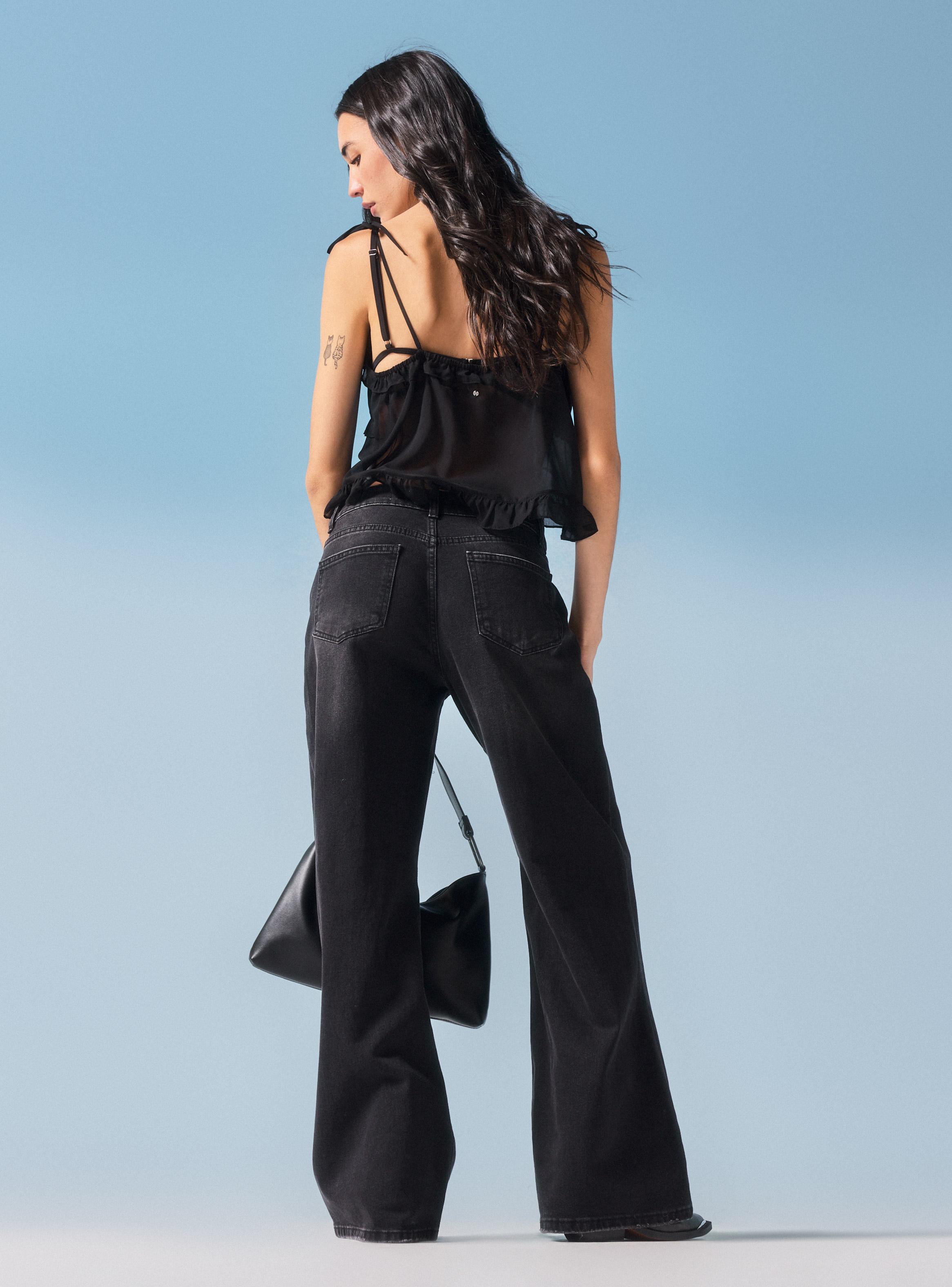 Pantalón Jeans Wide Leg de Tiro Medio-5