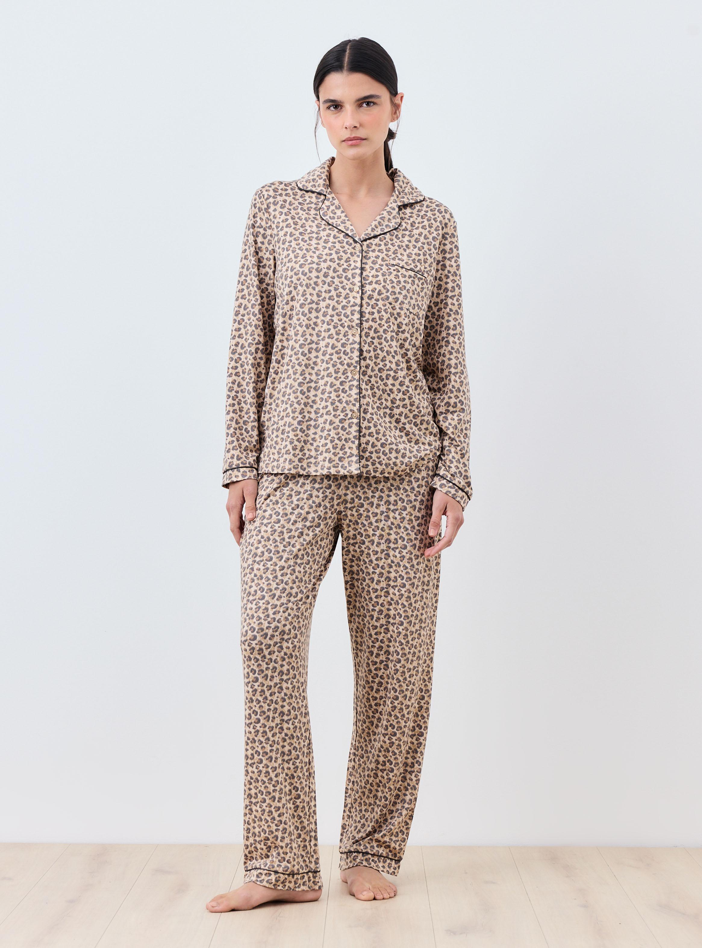 Pijama Camisero Estampado Tela Suave-4