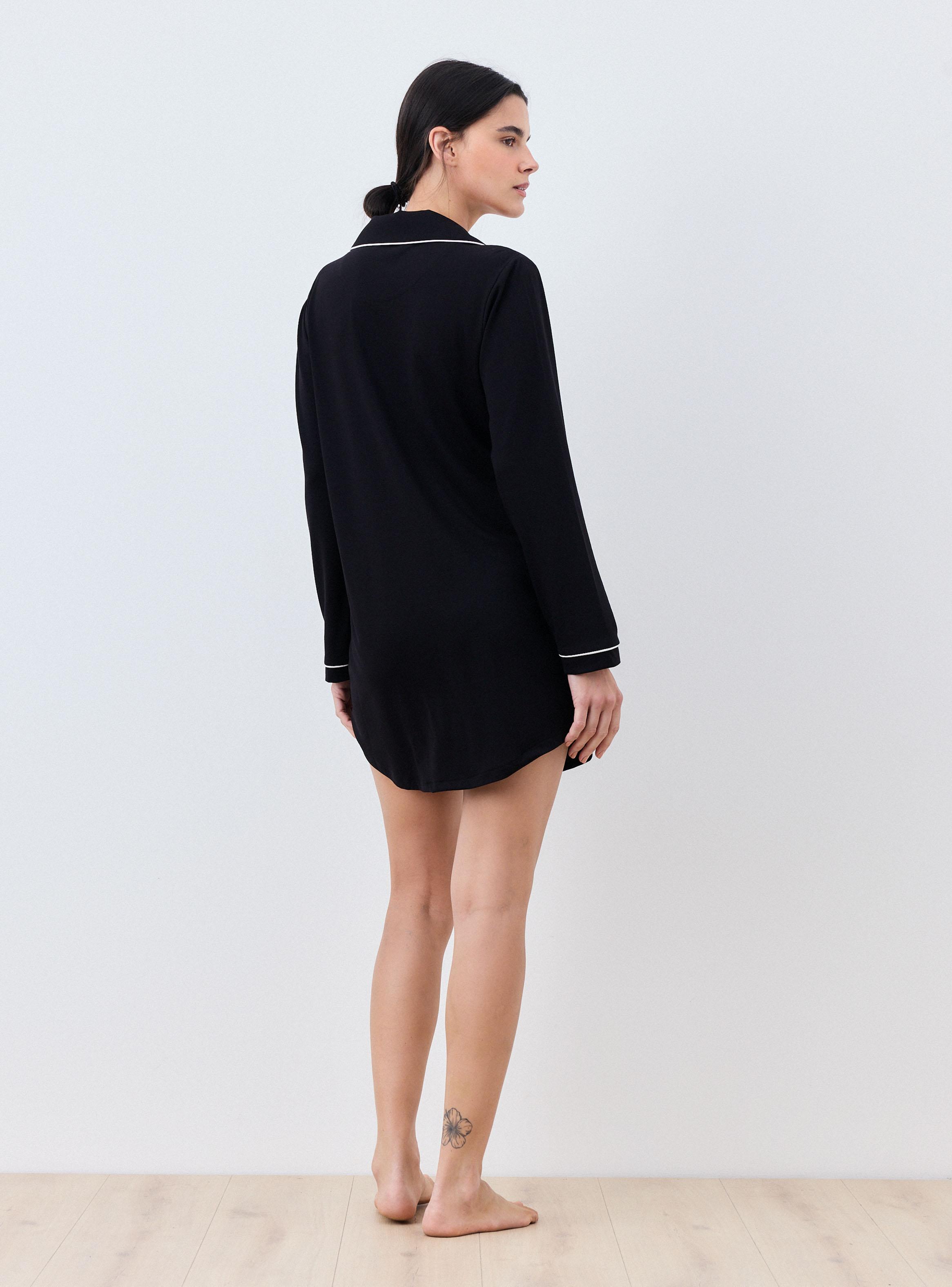 Camisa de Dormir Botones Detalle Contraste-5