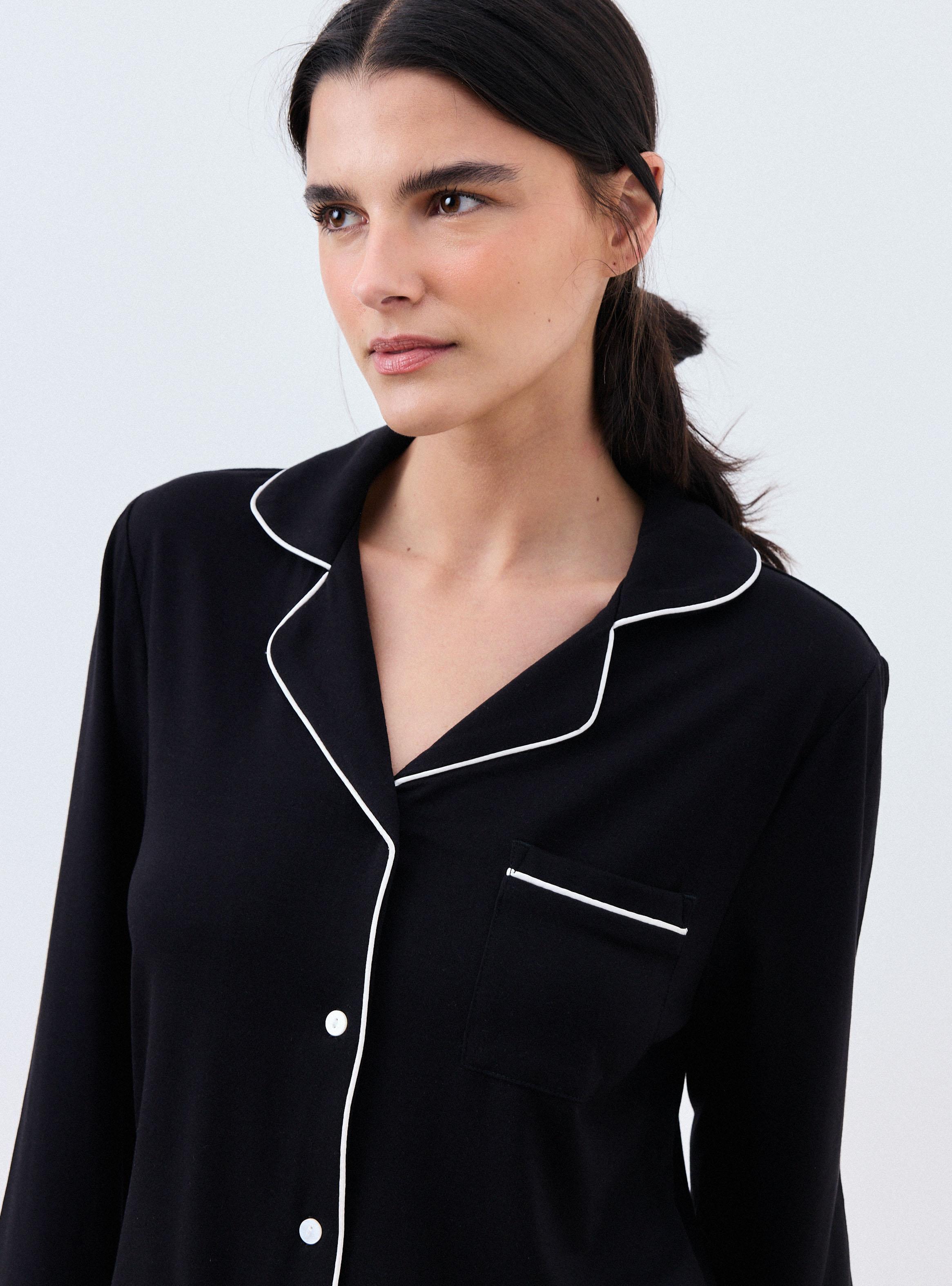 Camisa de Dormir Botones Detalle Contraste-2