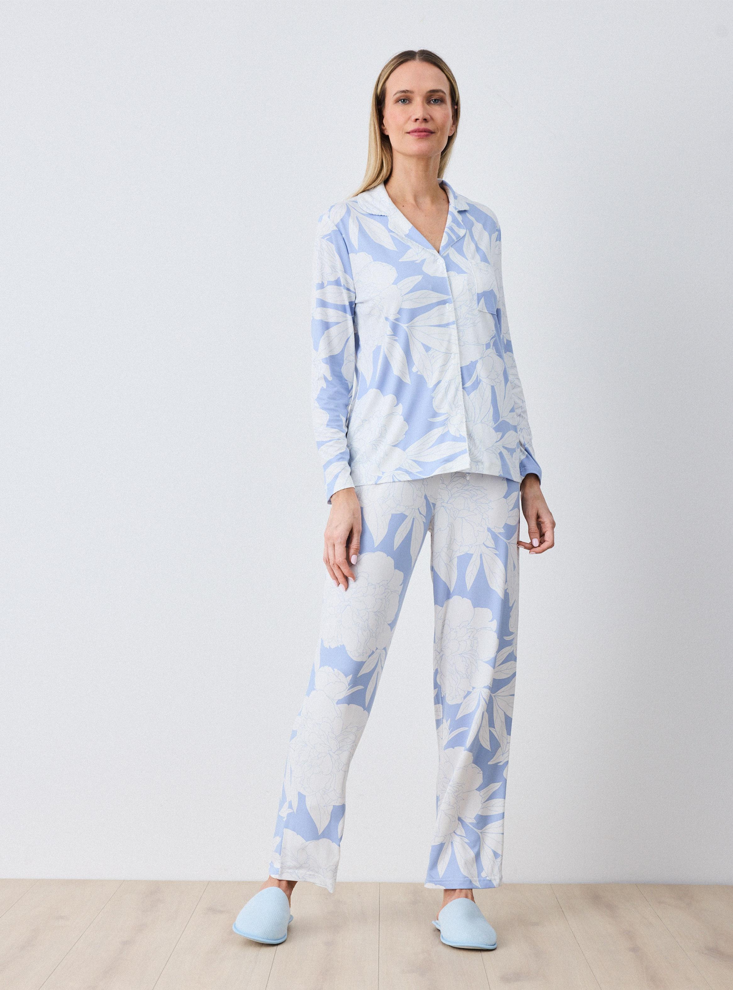 Pijama Camisero Estampado con Flores-4