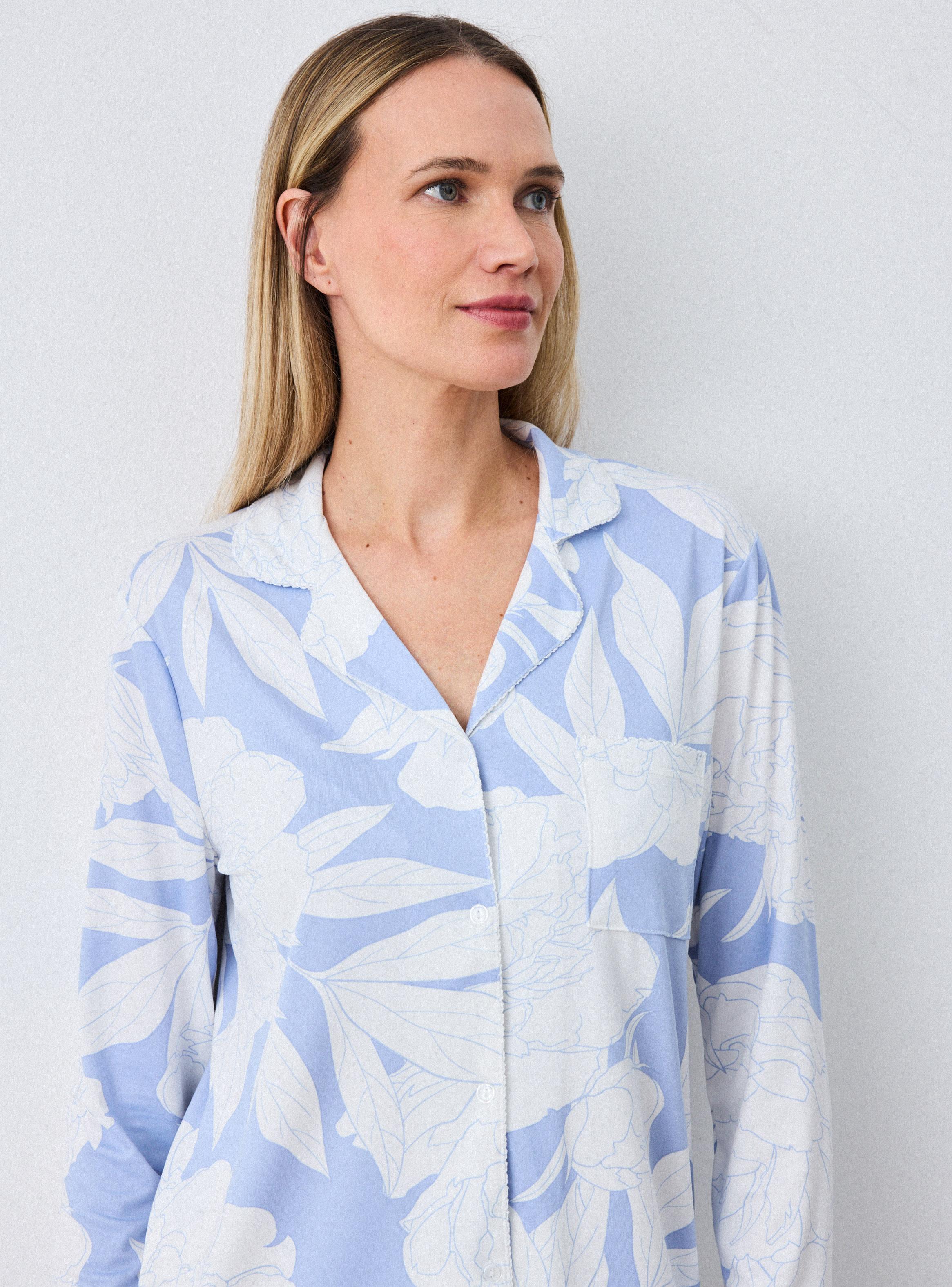 Pijama Camisero Estampado con Flores-2