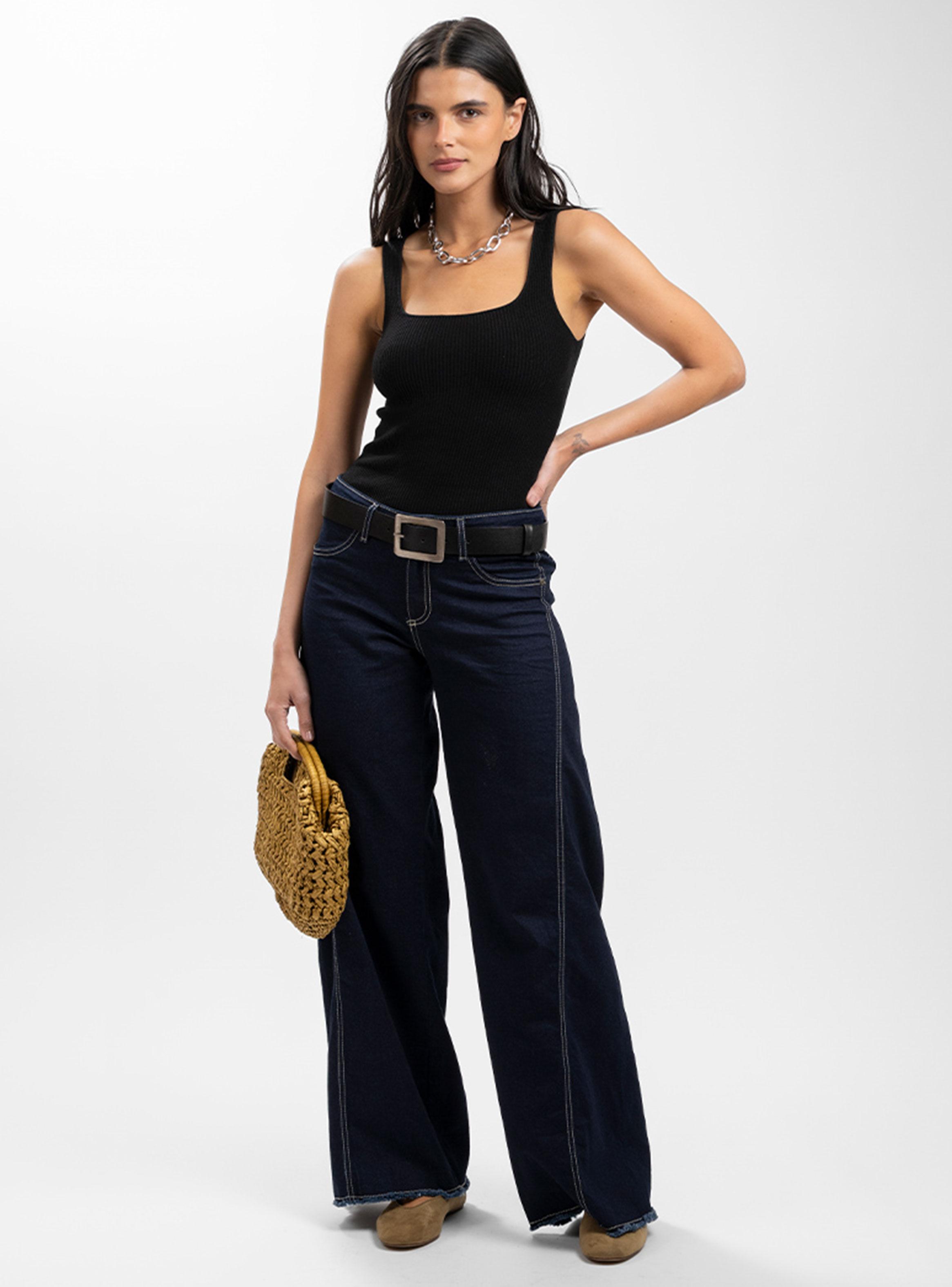 Jeans Palazzo Tiro Medio Anna Azul R-3