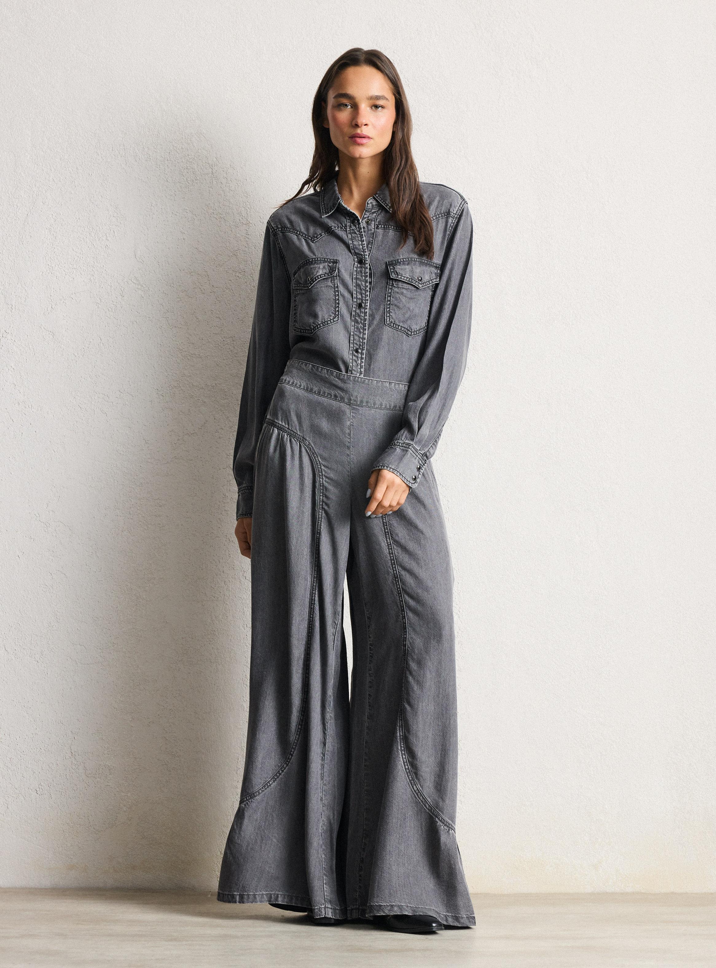 Pantalón de Lyocell Fluido con Cortes-4