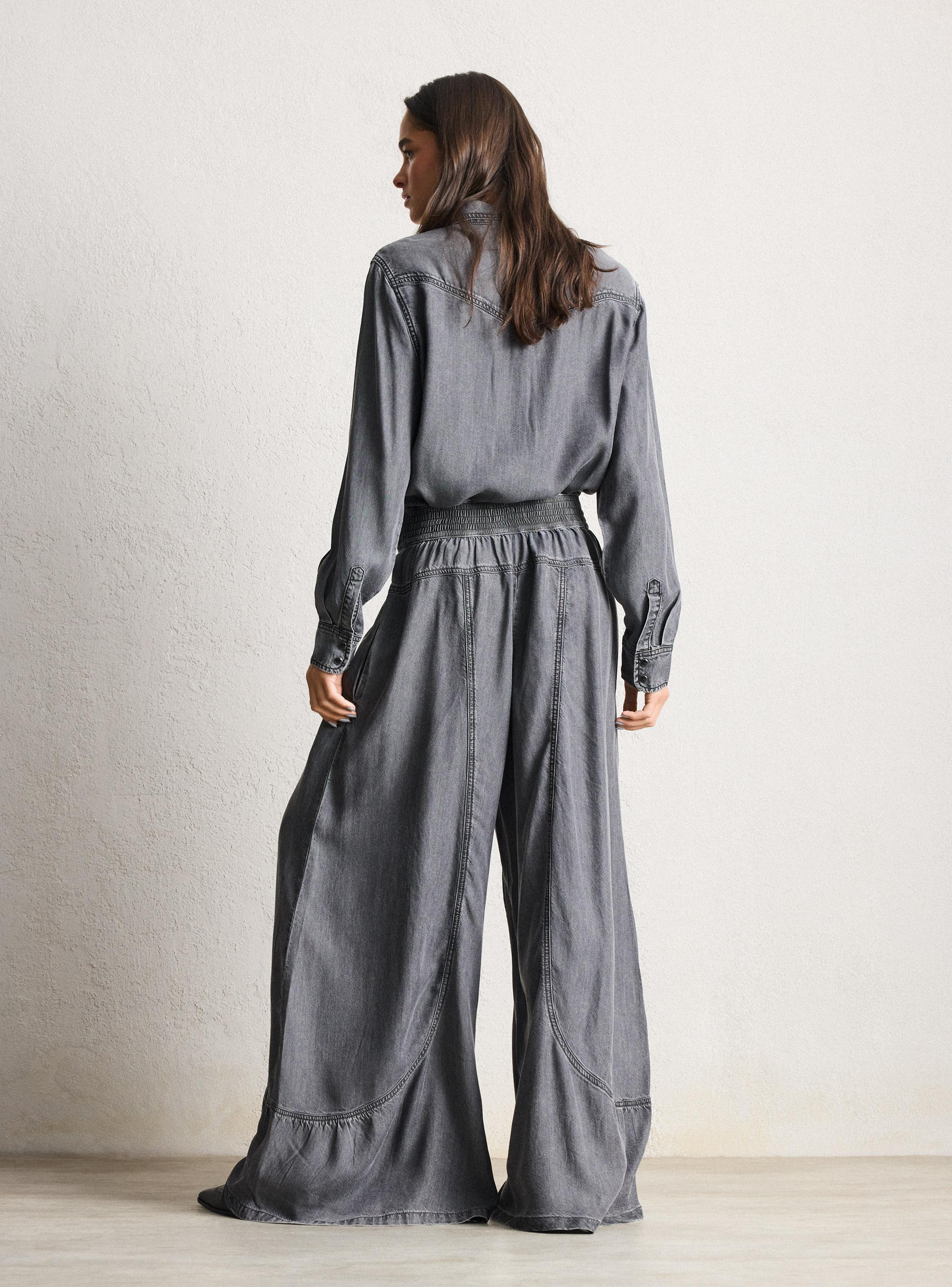 Pantalón de Lyocell Fluido con Cortes-5