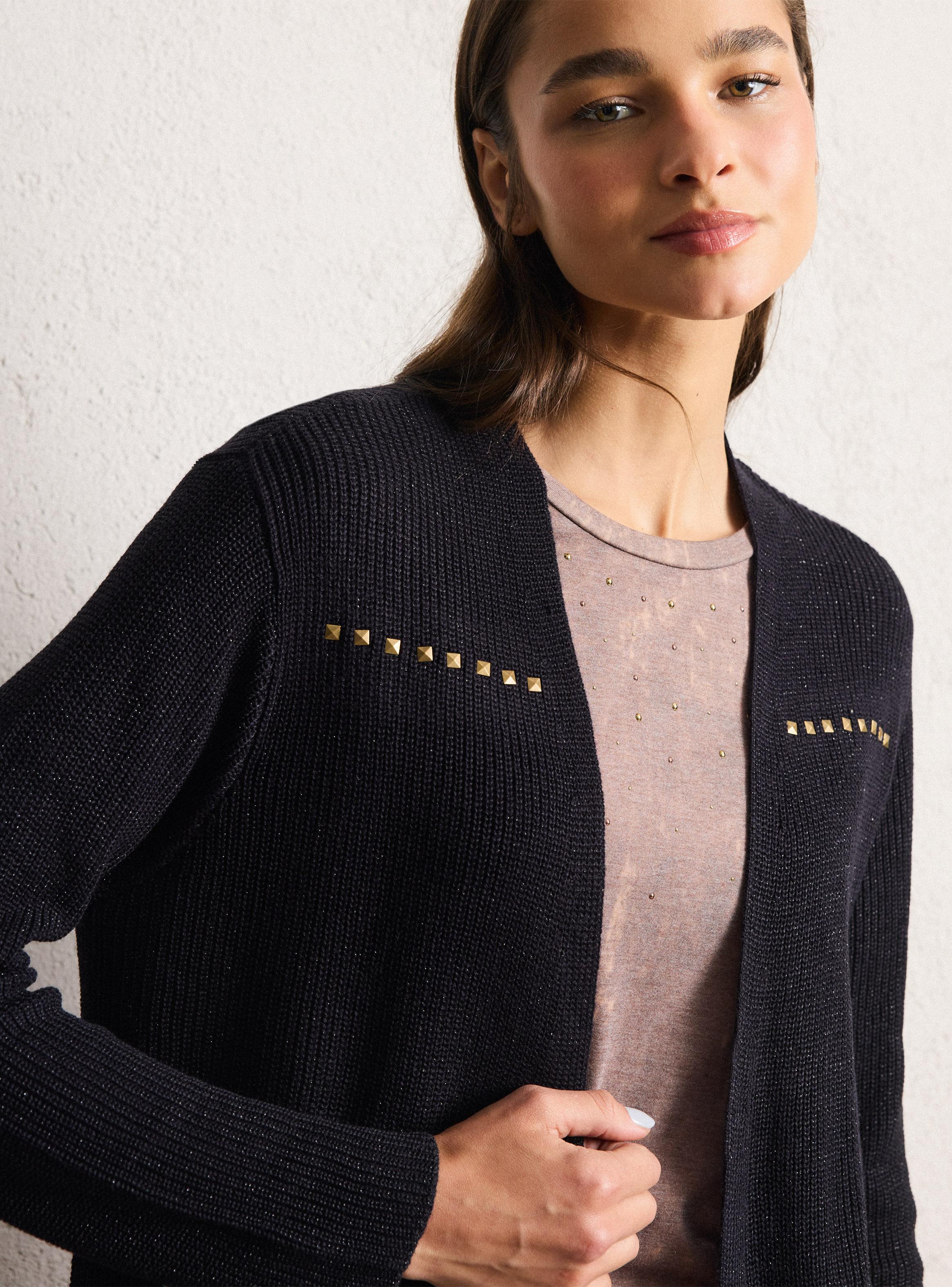 Chaleco Tipo Kimono con Lurex y Tachas-2