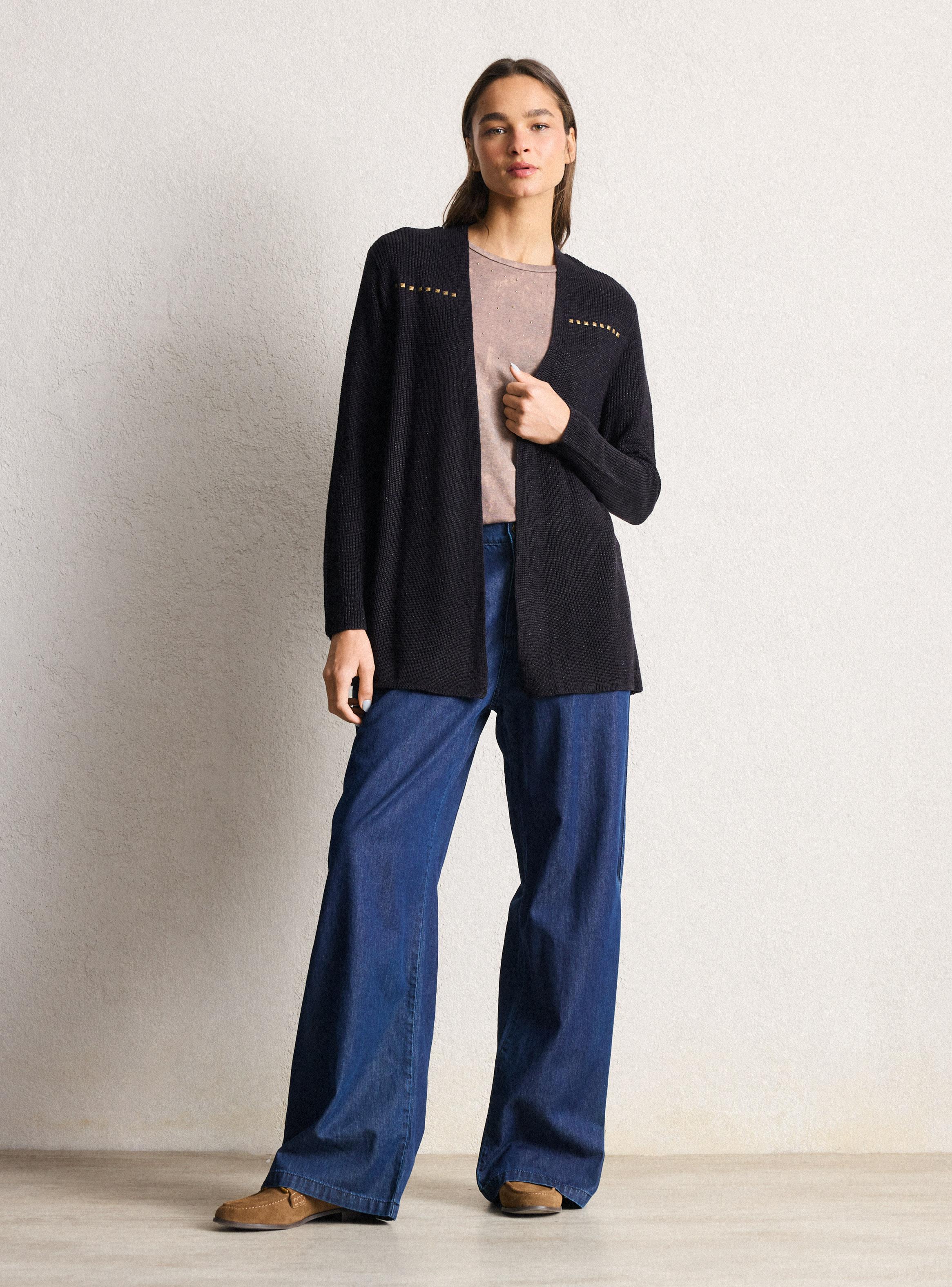 Chaleco Tipo Kimono con Lurex y Tachas-4