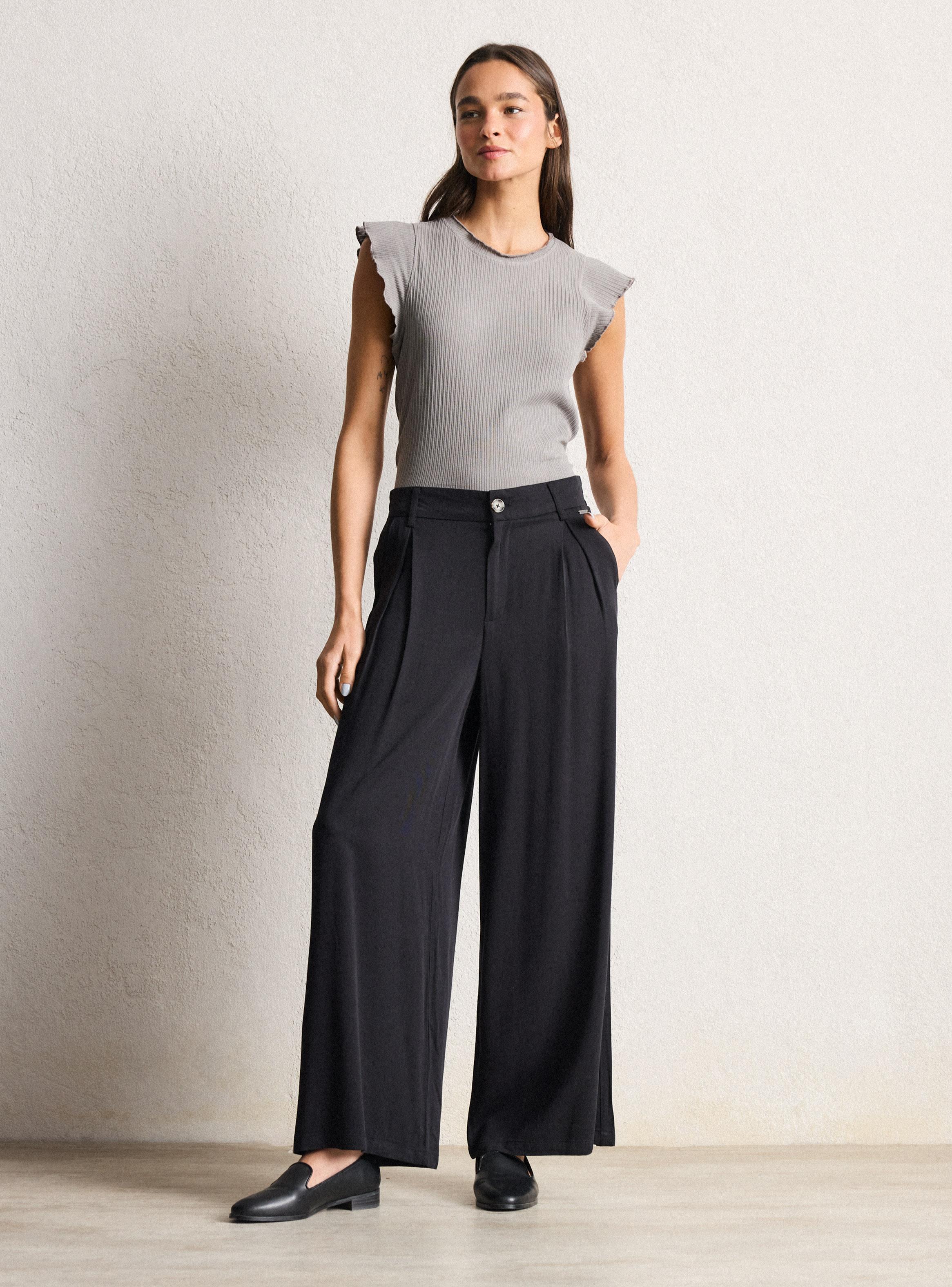 Pantalón Sastrero Fluido con Elástico en Cintura-4