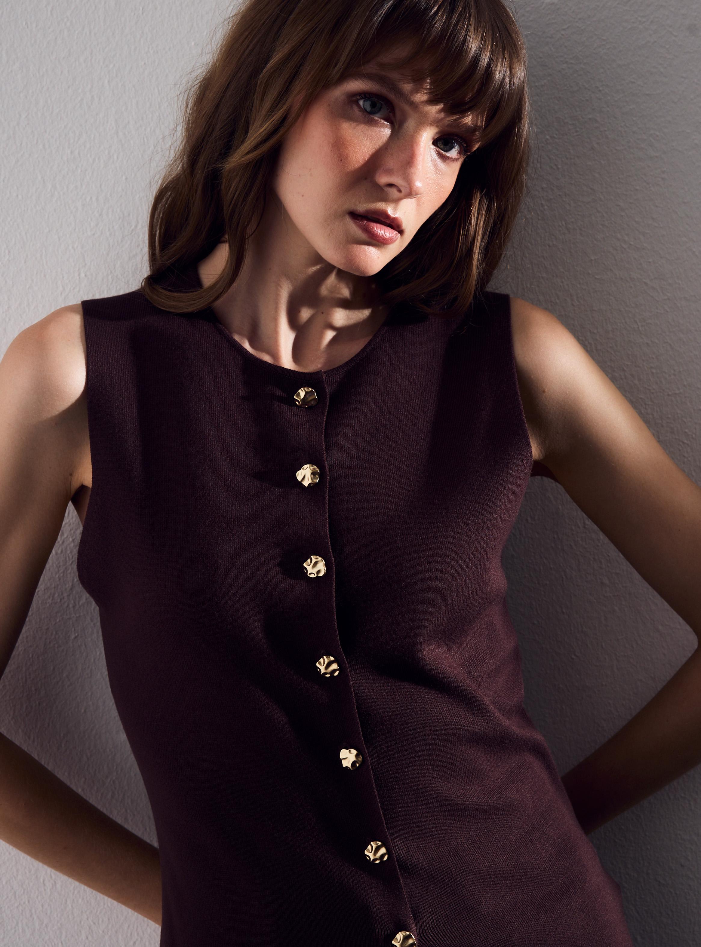 Chaleco Vest Tejido Cuello Redondo-3