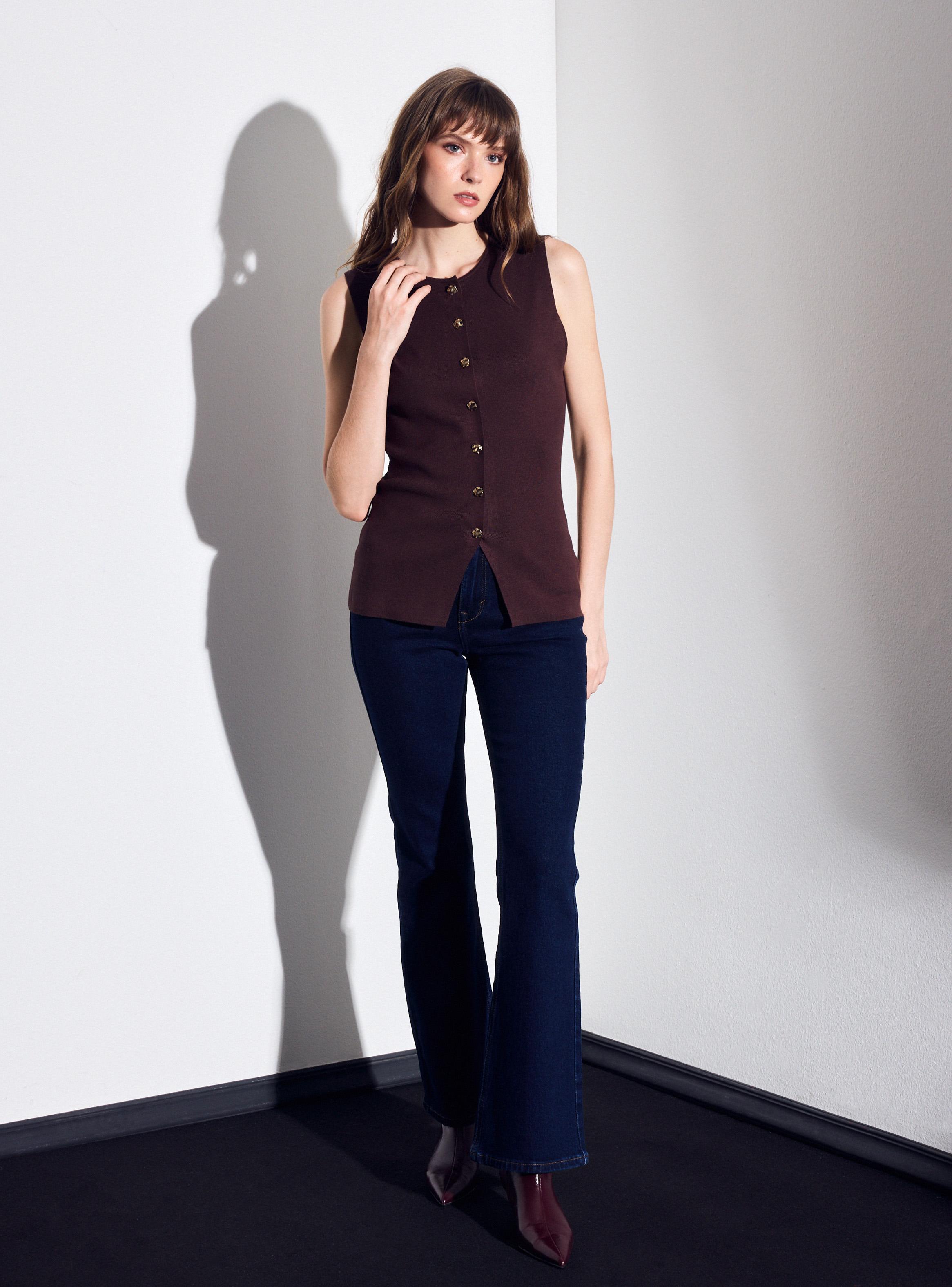 Chaleco Vest Tejido Cuello Redondo-4