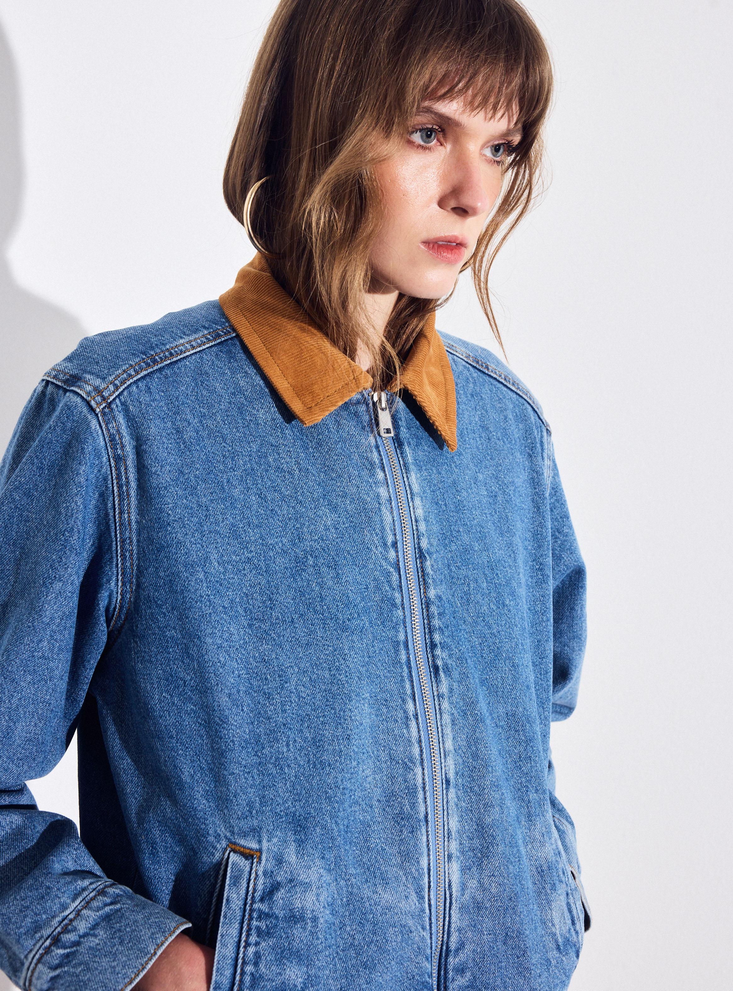 Chaqueta Cierre Delantero y Cuello de Cotele-3