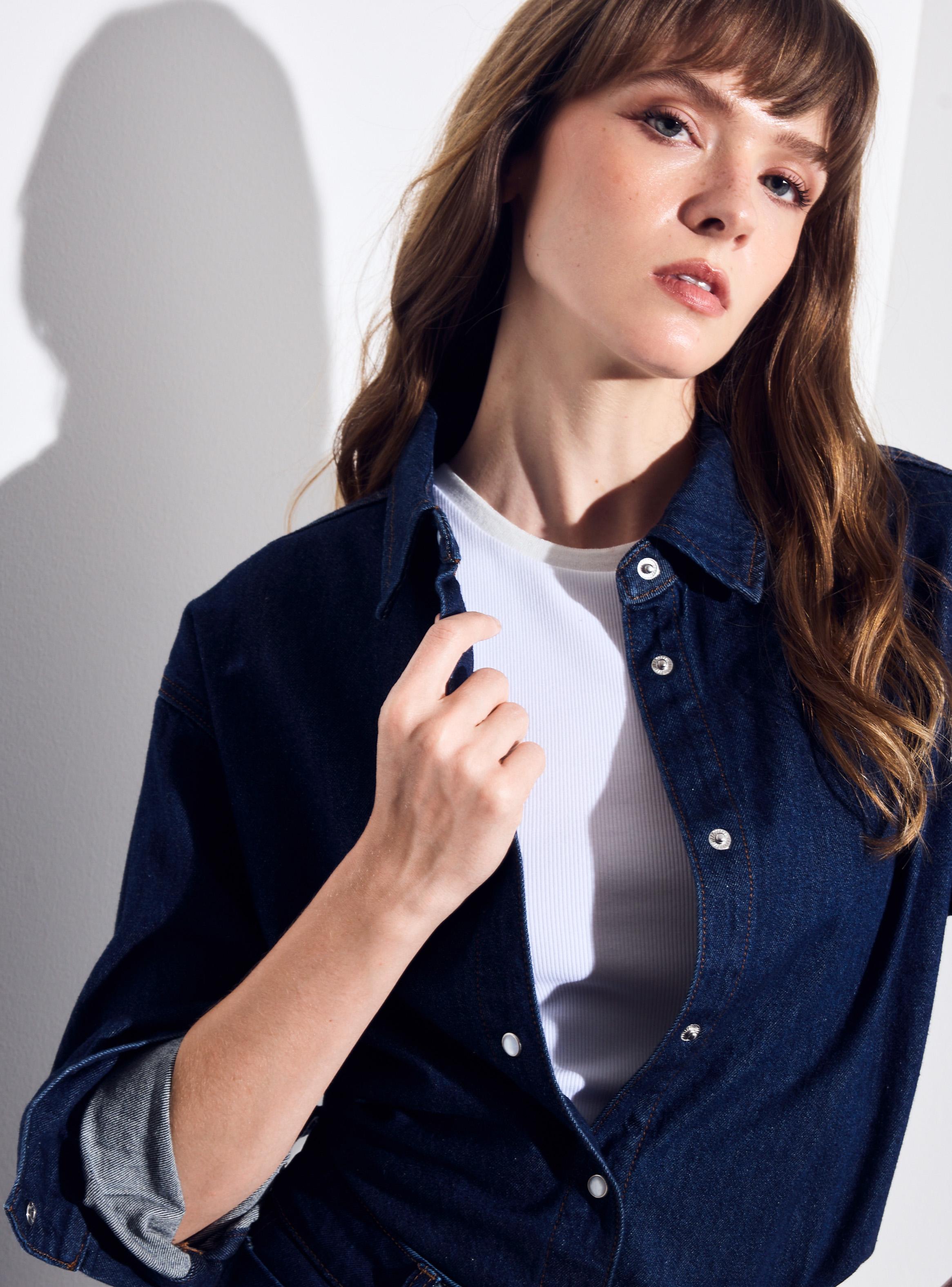 Blusa Camisera Demim Manga Larga-3