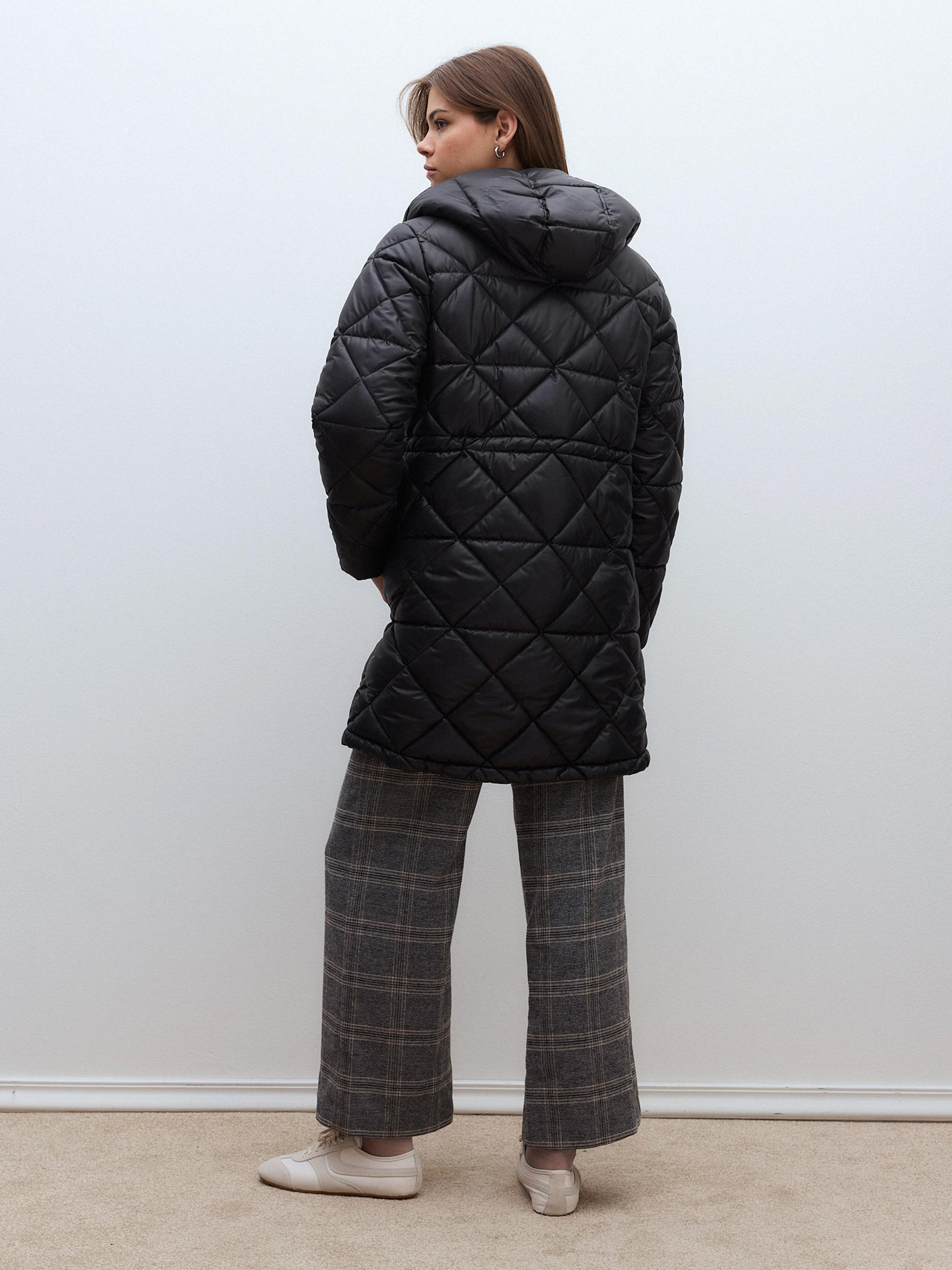 Parka Acolchada Larga con Capucha y Cintura Ajustable-5