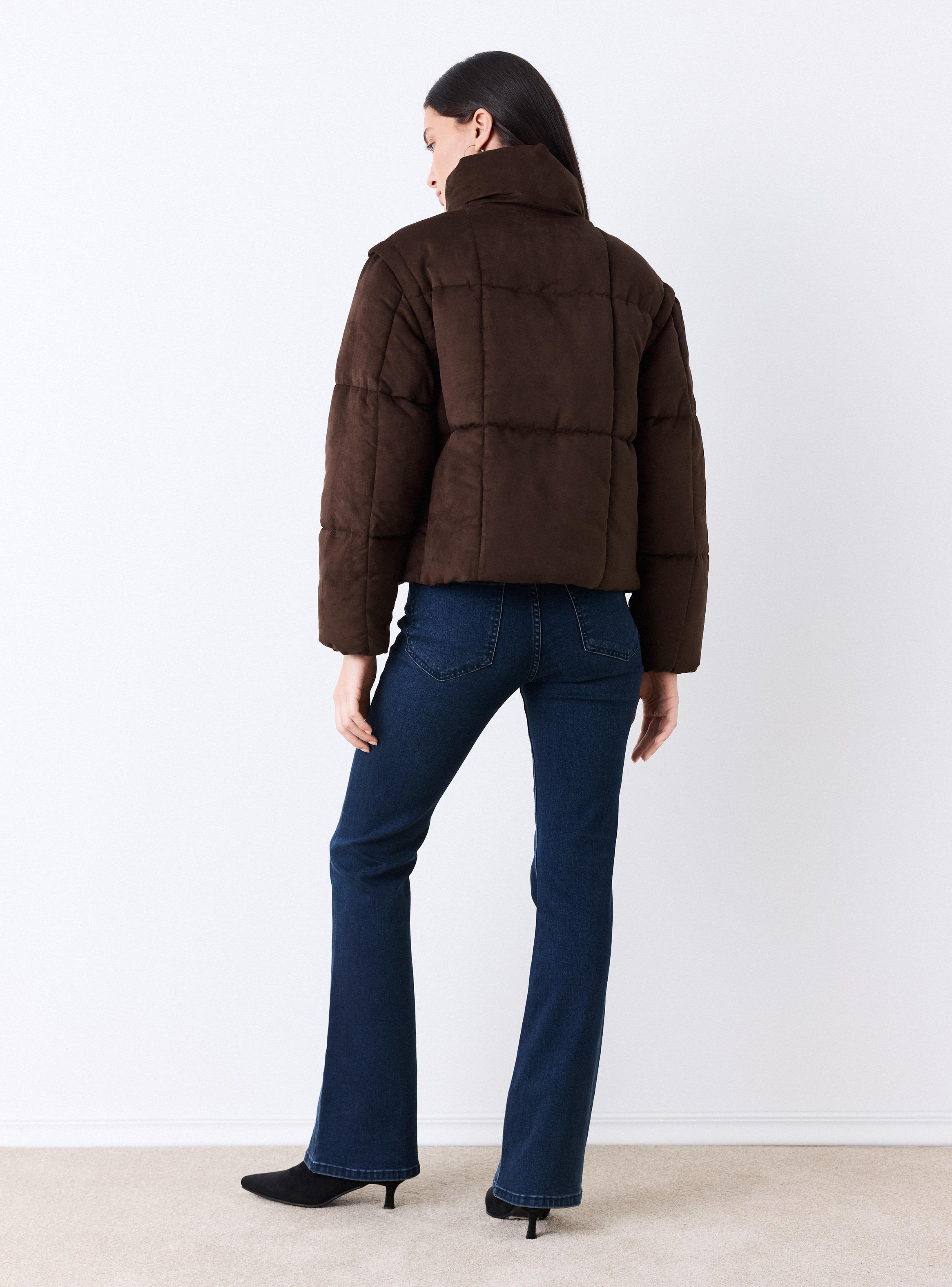 Parka Acolchada Efecto Gamuza con Cuello Alto Funnel-5