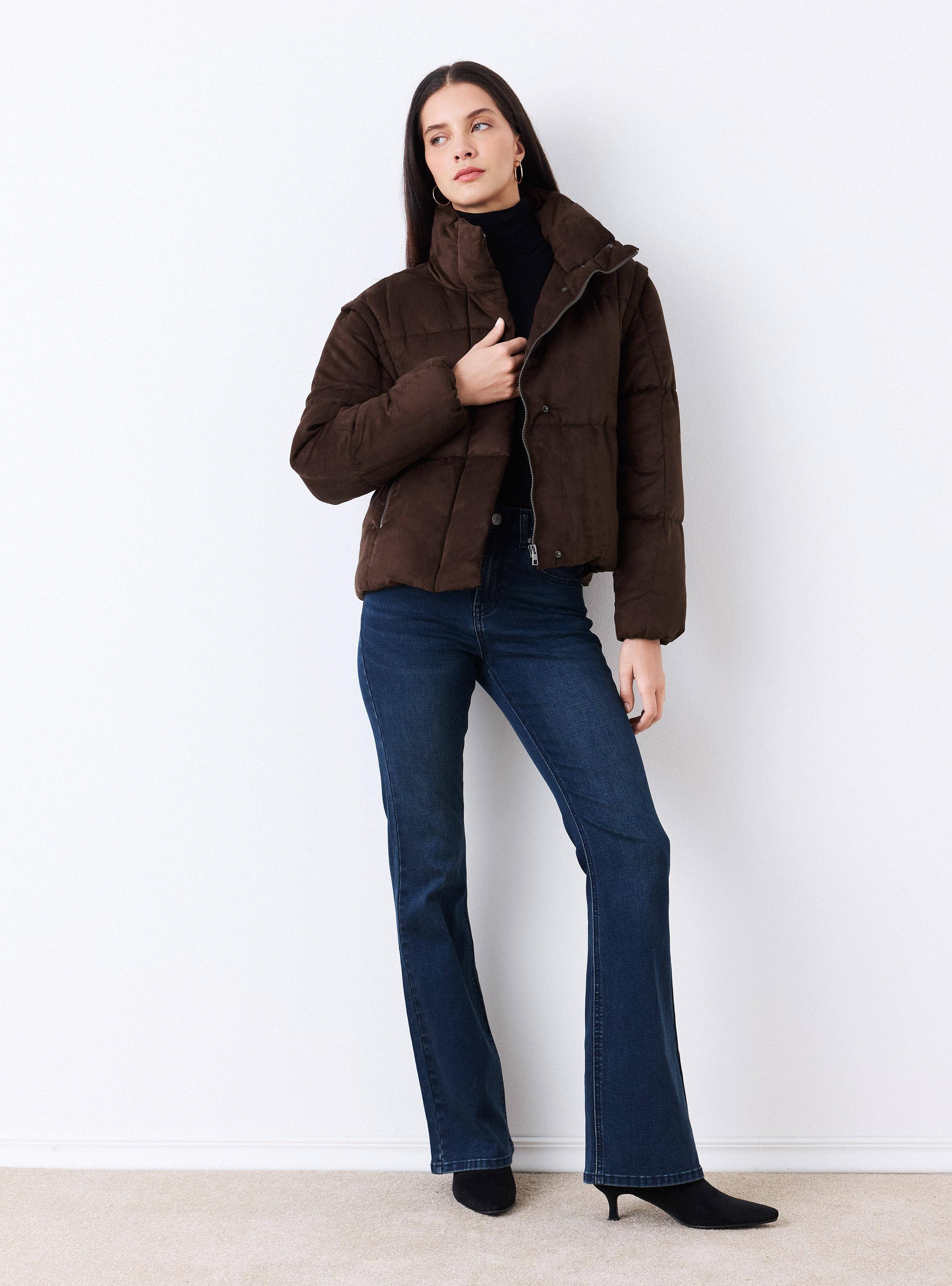 Parka Acolchada Efecto Gamuza con Cuello Alto Funnel-4