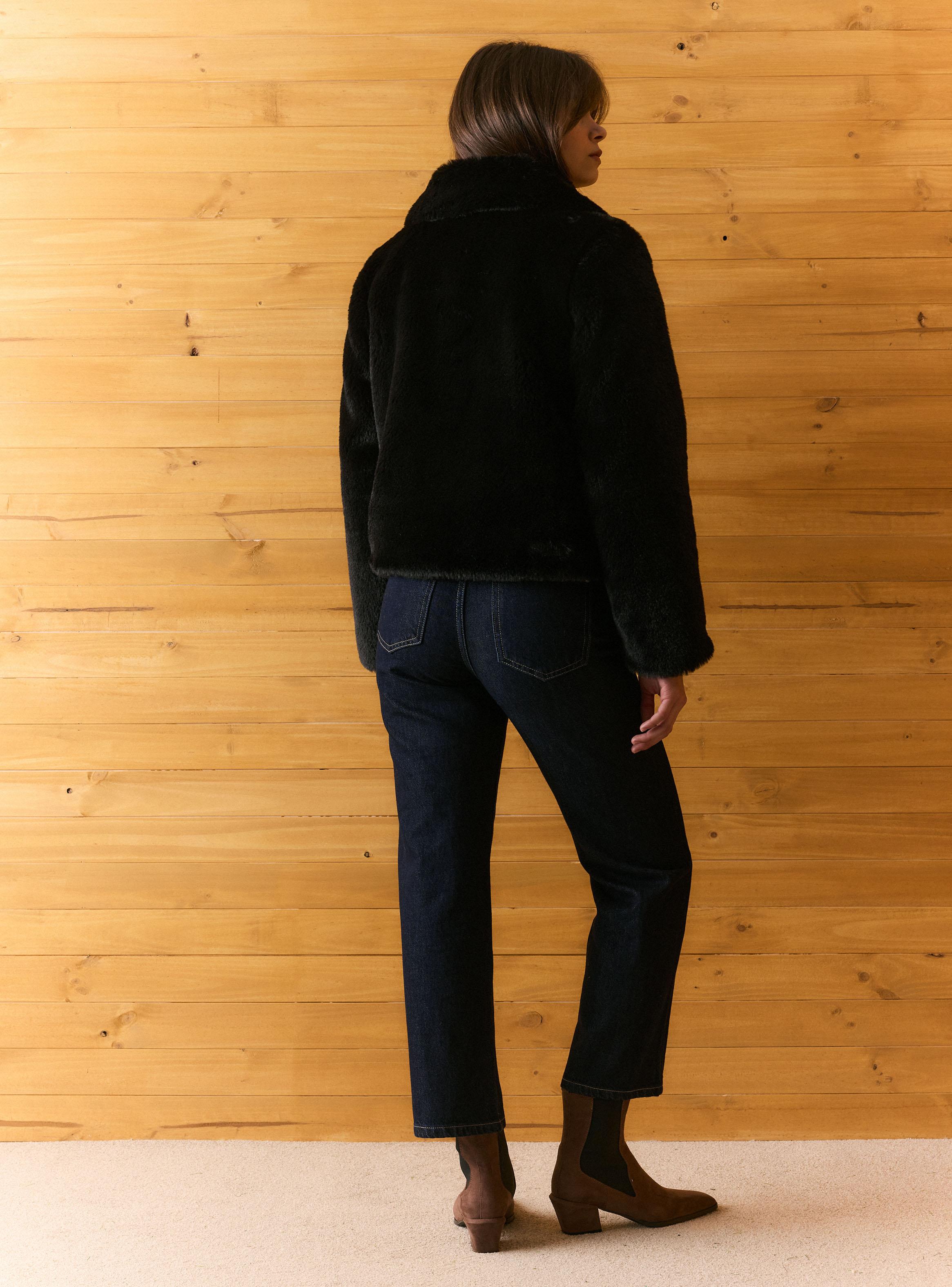 Chaqueta de Piel con Cuello Solapa-5