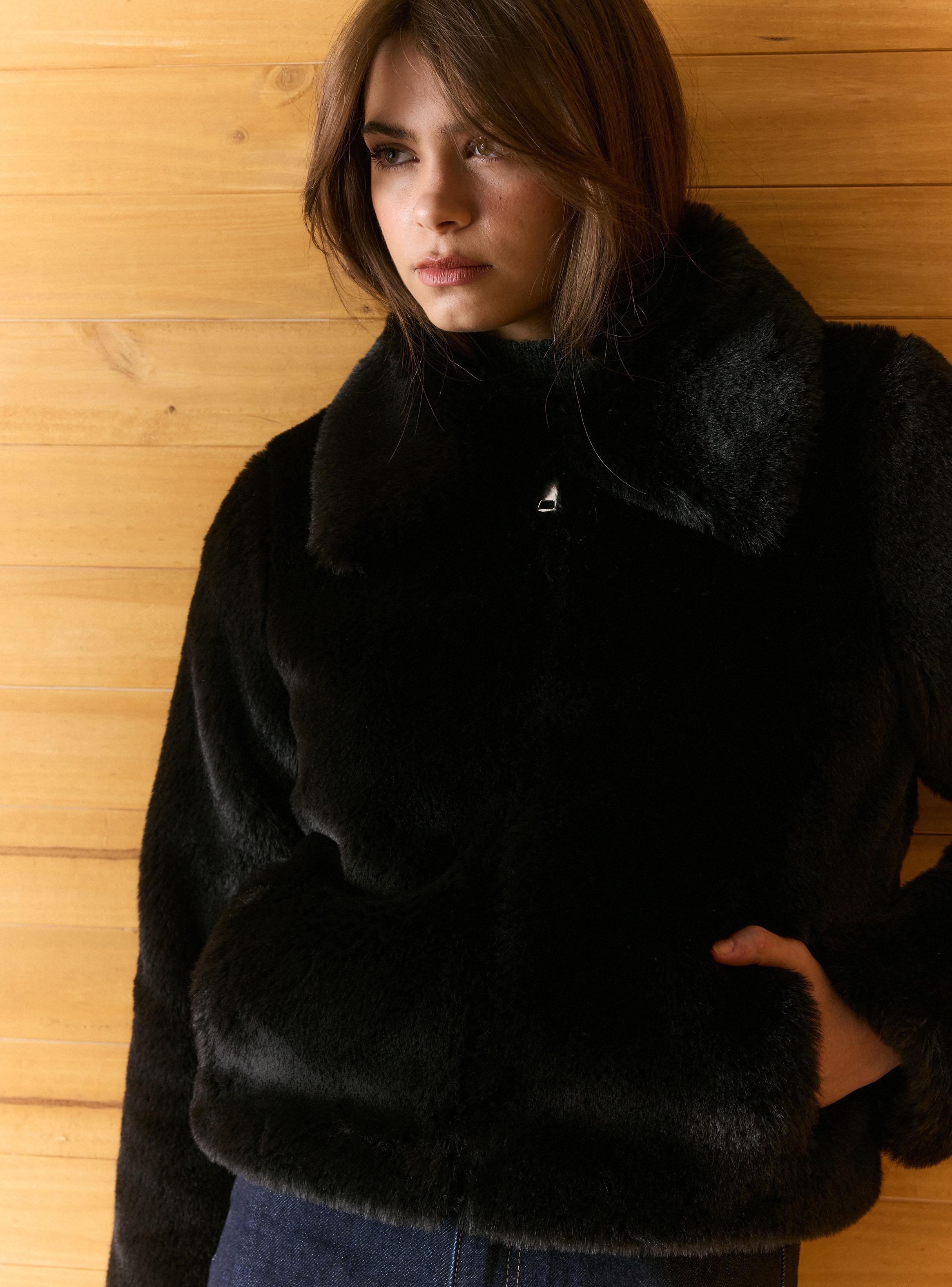 Chaqueta de Piel con Cuello Solapa-2